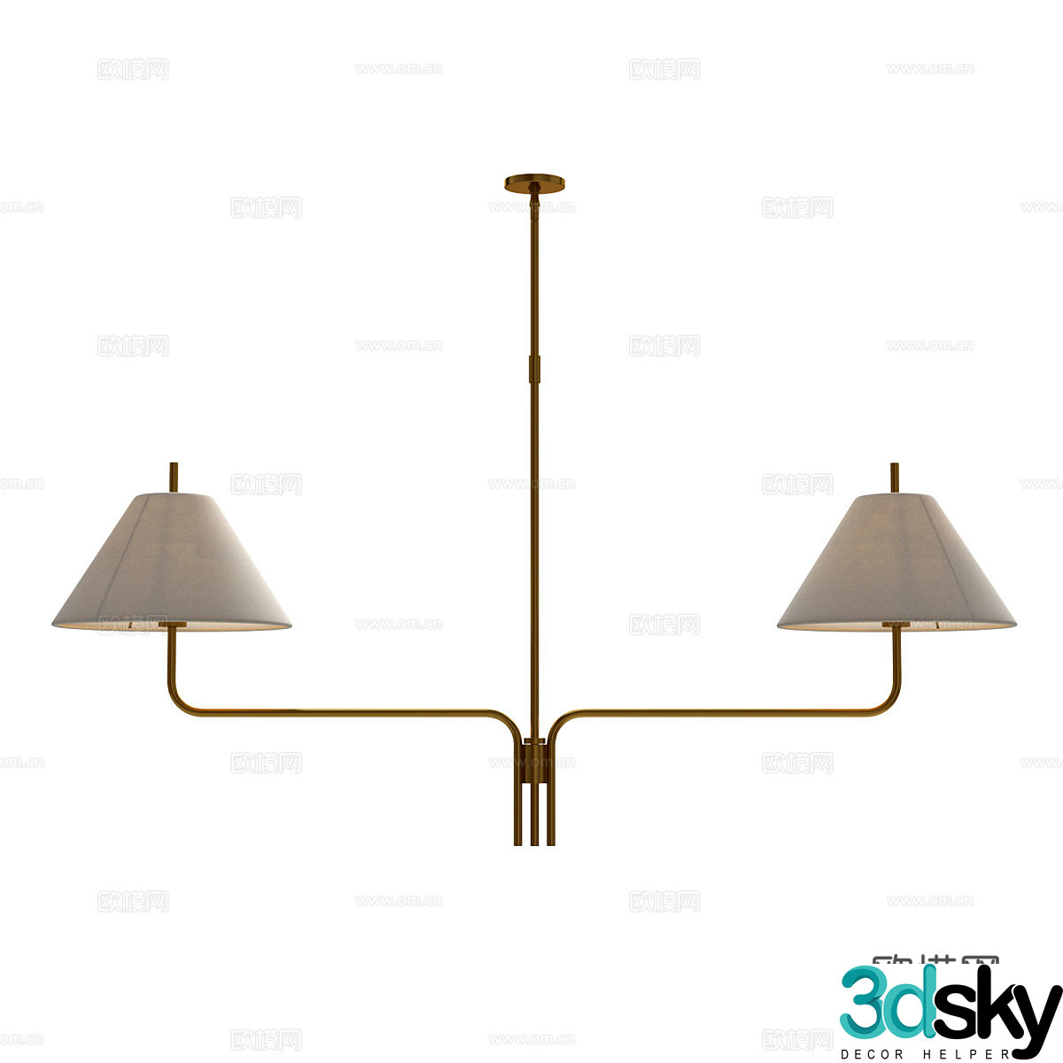 New Chinese style light luxury decorative chandelier 3D model