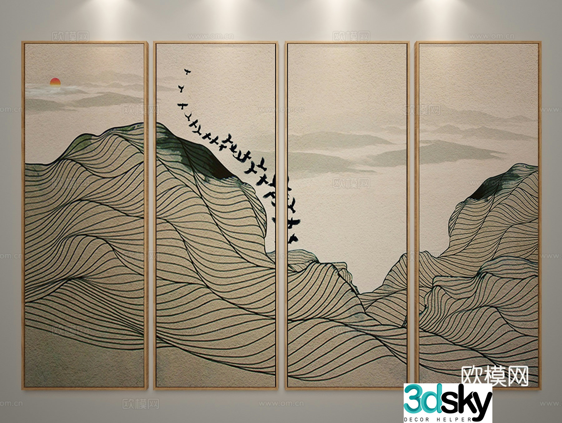 New Chinese style decorative painting 3D model