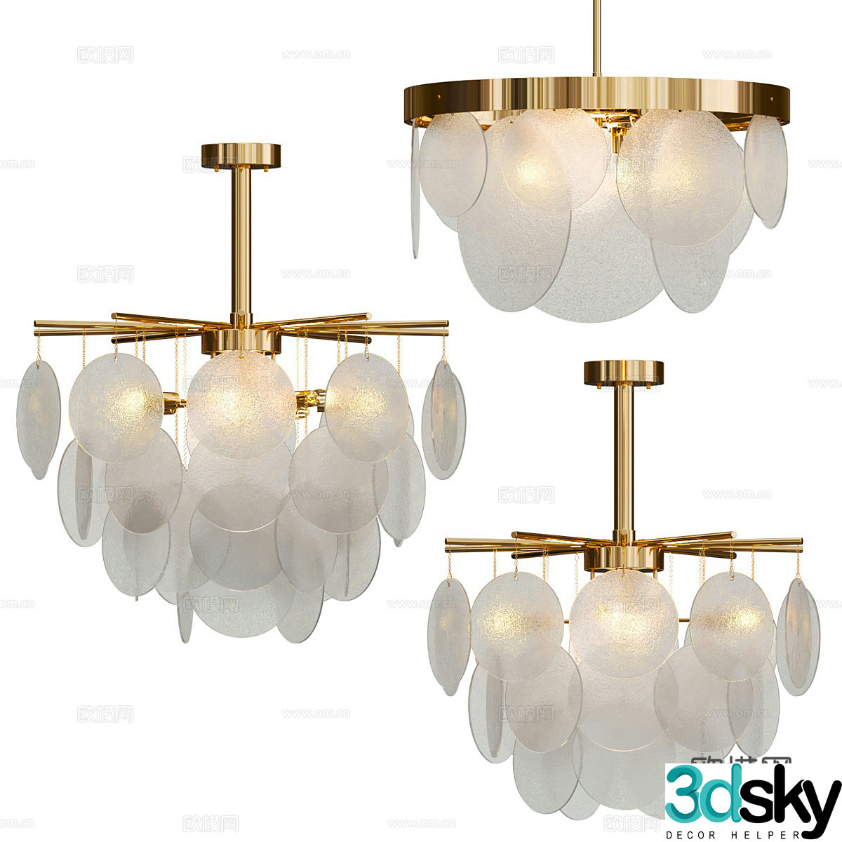 Modern light luxury decorative chandeliers 3d model