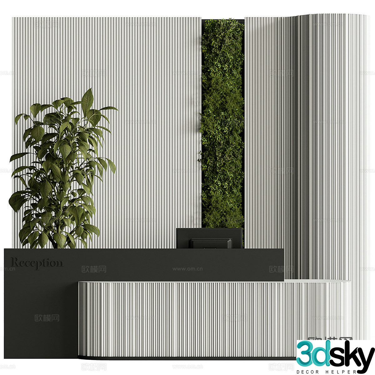 Modern minimalist company front desk reception desk 3D model