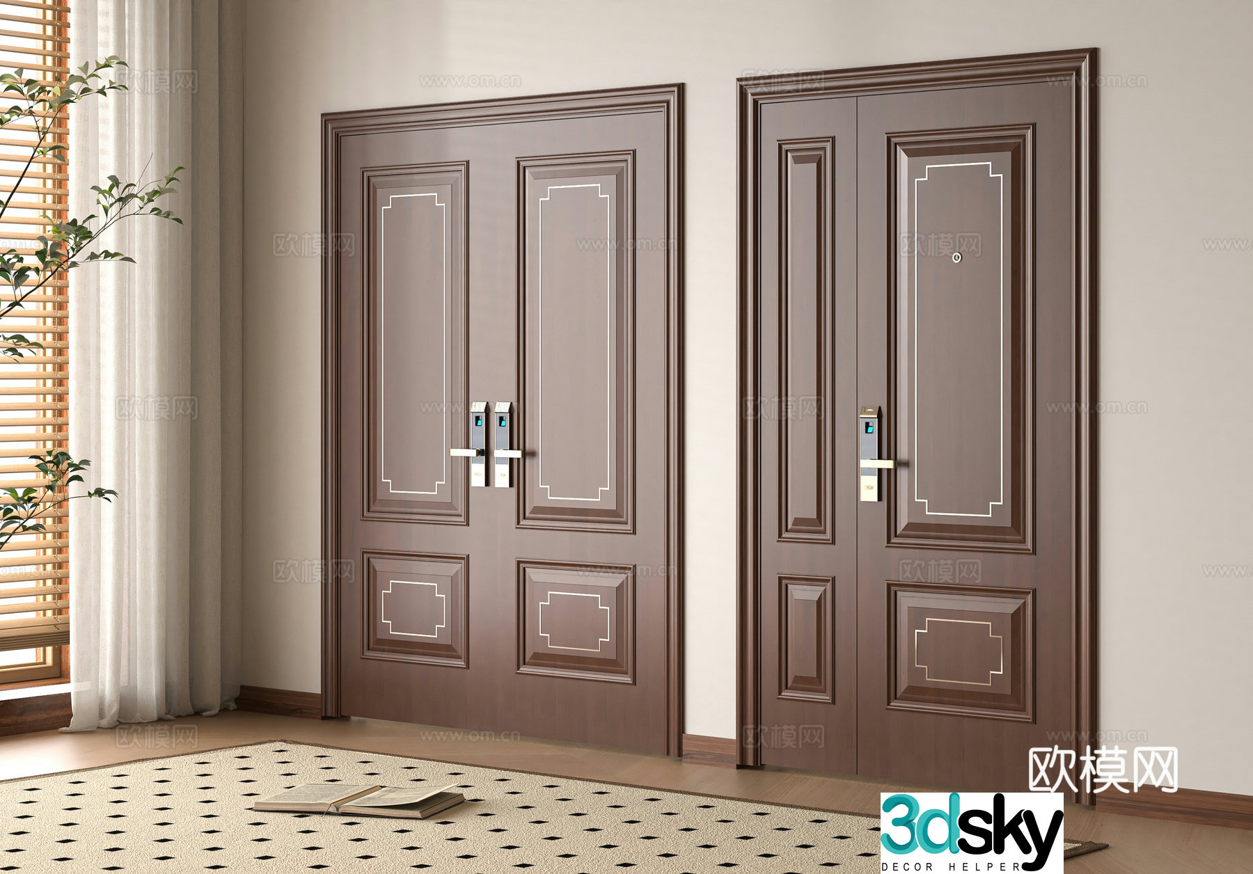 Middle-aged style entrance door 3D model