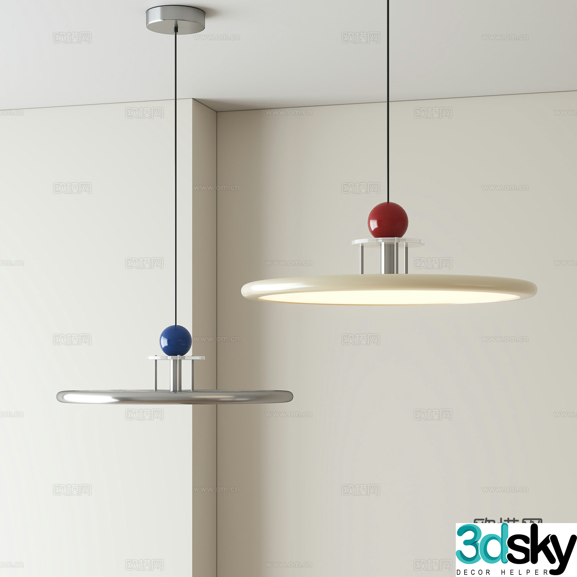 Modern minimalist restaurant chandeliers 3d model