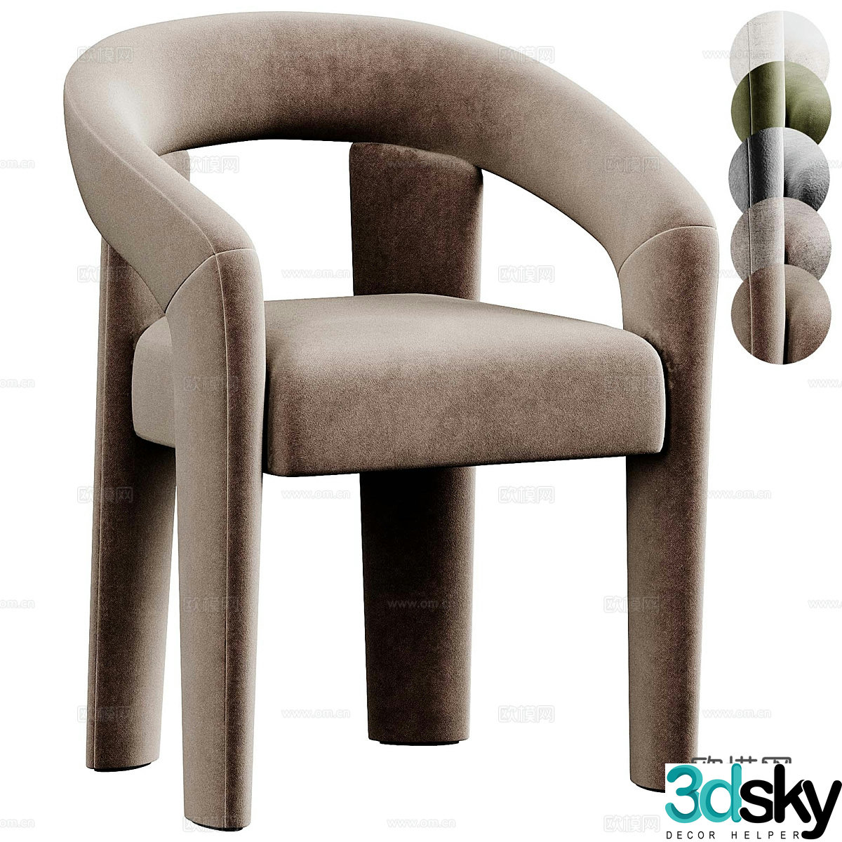 Modern Italian fabric dining chair 3d model