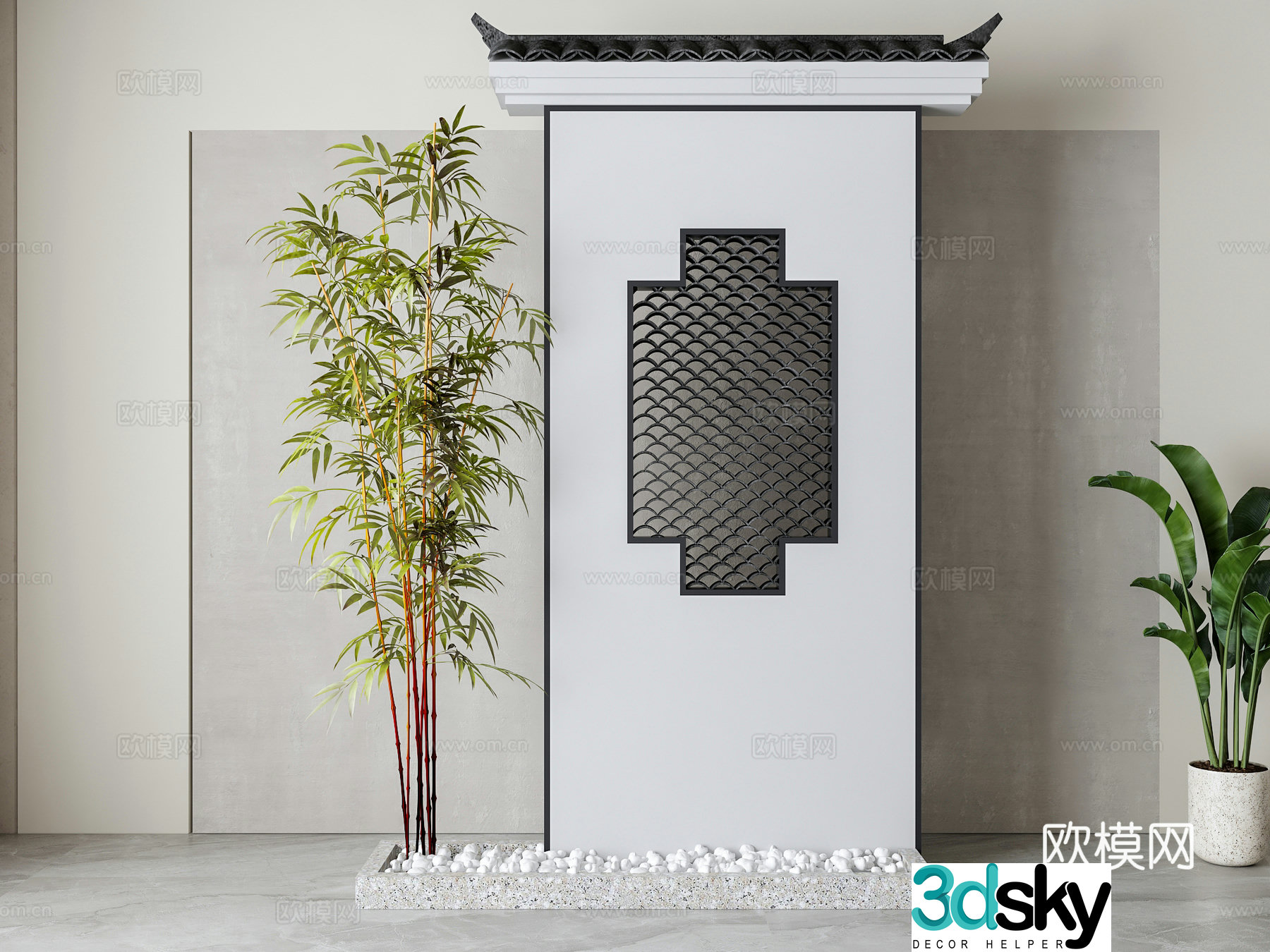 New Chinese style garden partition 3D model