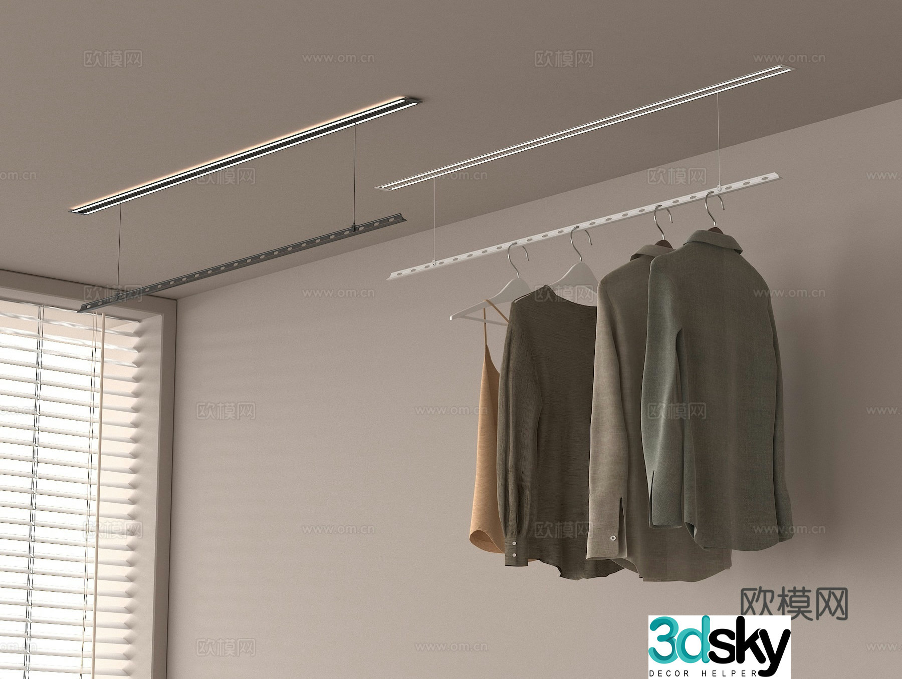 Lifting clothes drying rack Balcony clothes drying rack 3D model