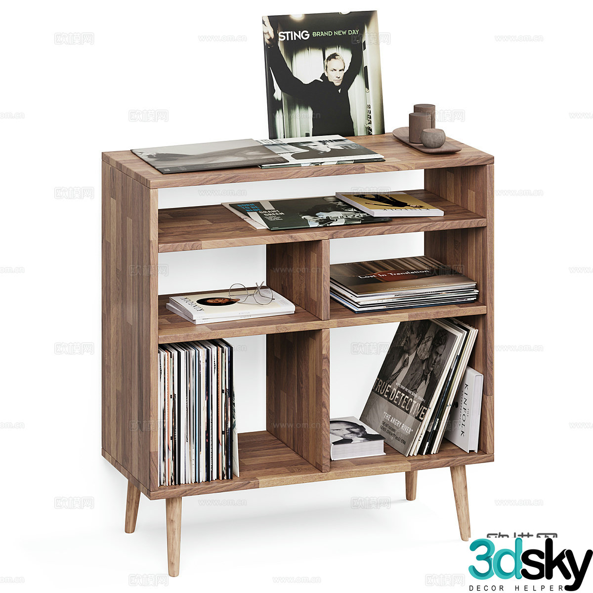 Modern Italian solid wood side cabinet 3D model