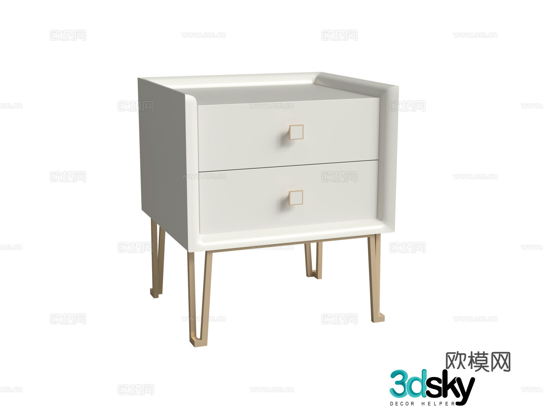 Light luxury bedside table 3D model