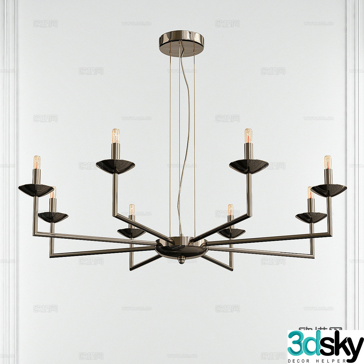 American simple decorative chandelier 3d model