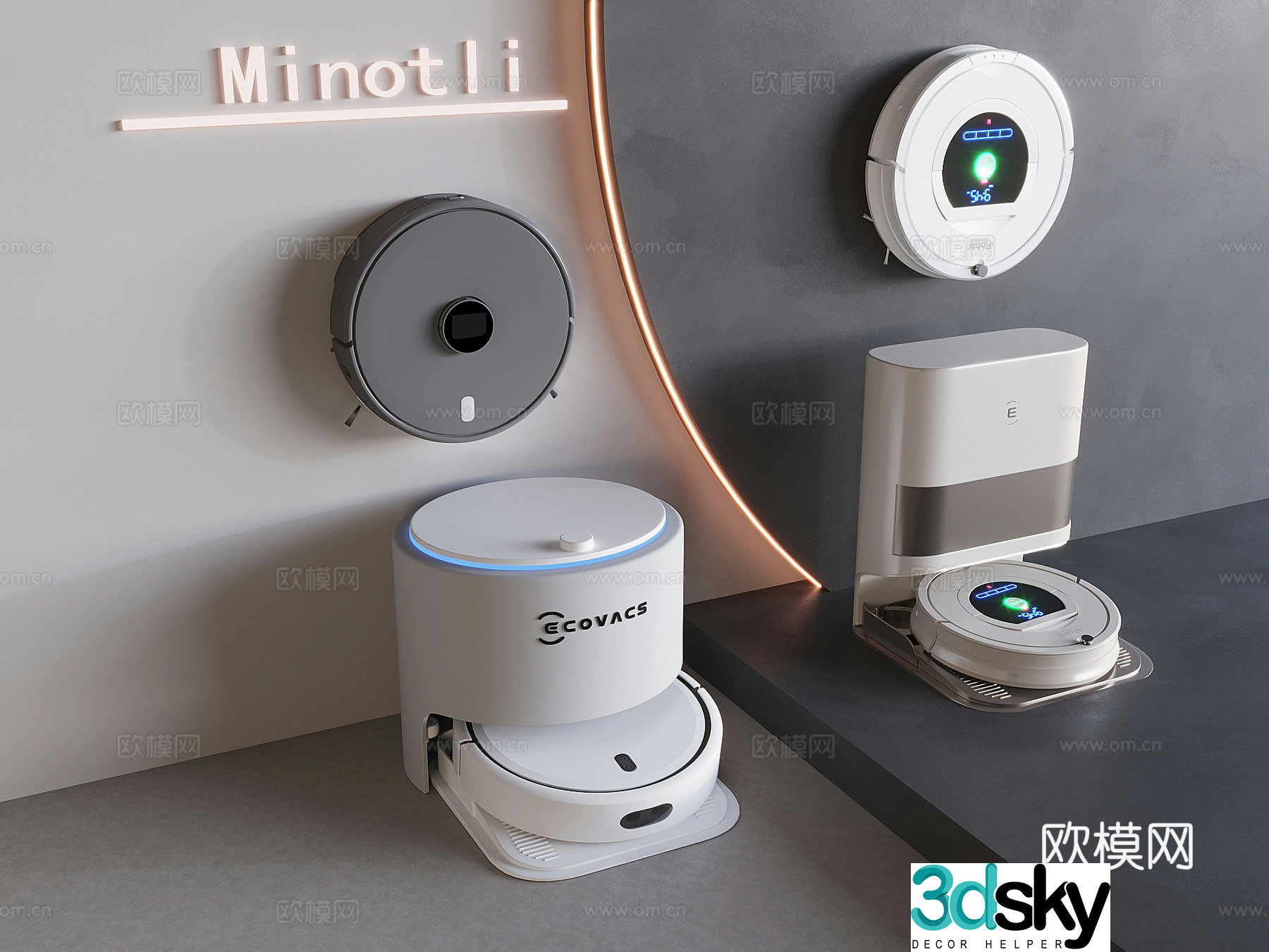 Intelligent sweeping robot, sweeping and mopping all-in-one 3D model