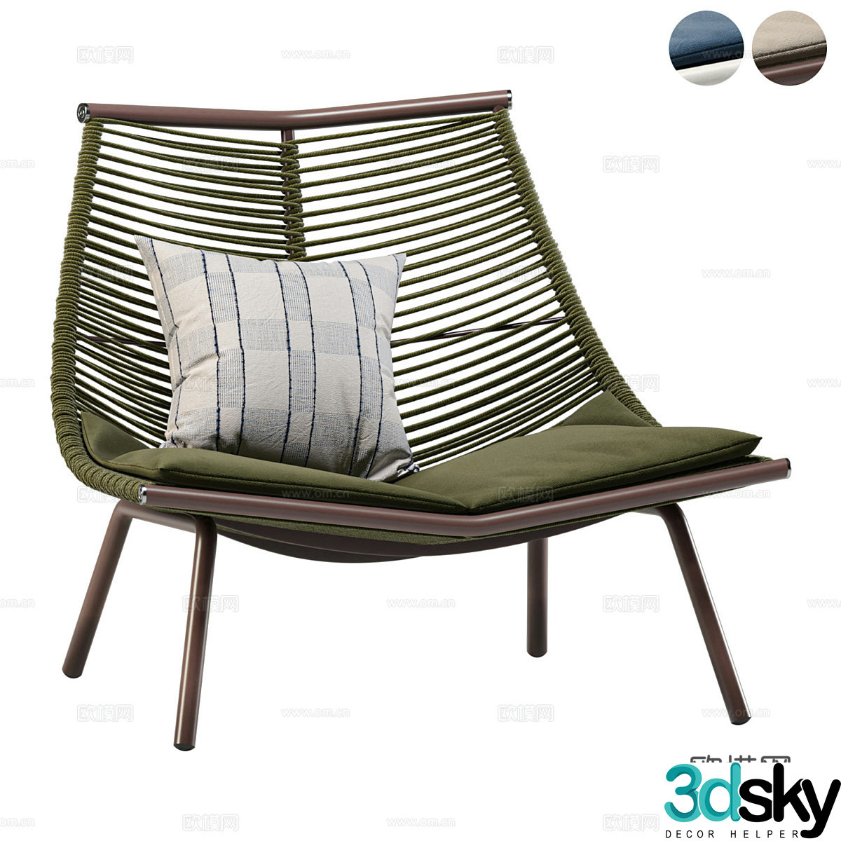 New Chinese style rattan leisure chair 3D model