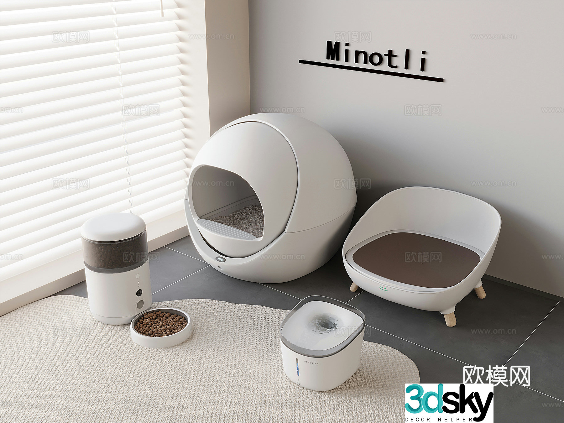 Fully automatic intelligent cat litter box Automatic feeder cat toilet Pet warm sofa cat nest Deodorizing 3D model