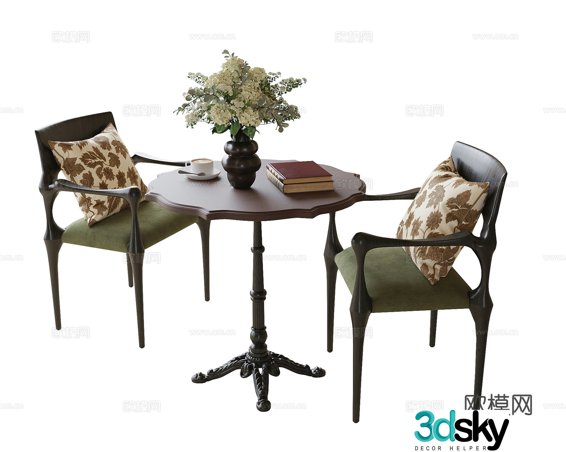 French coffee table and chairs leisure table and chairs negotiation table and chairs 3D model