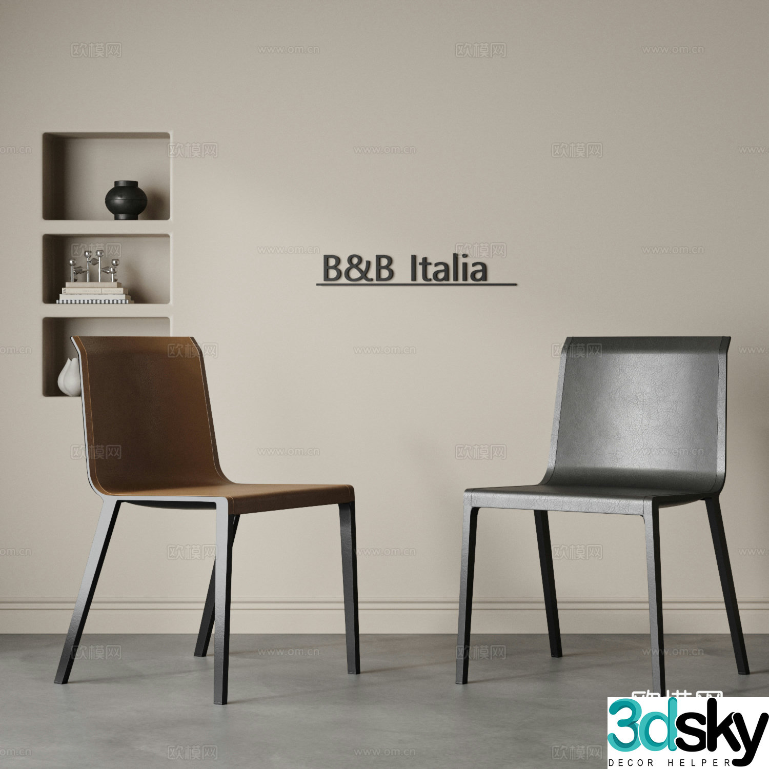 Italian dining chair combination modern dining chair single chair writing chair book chair leather chair 3d model