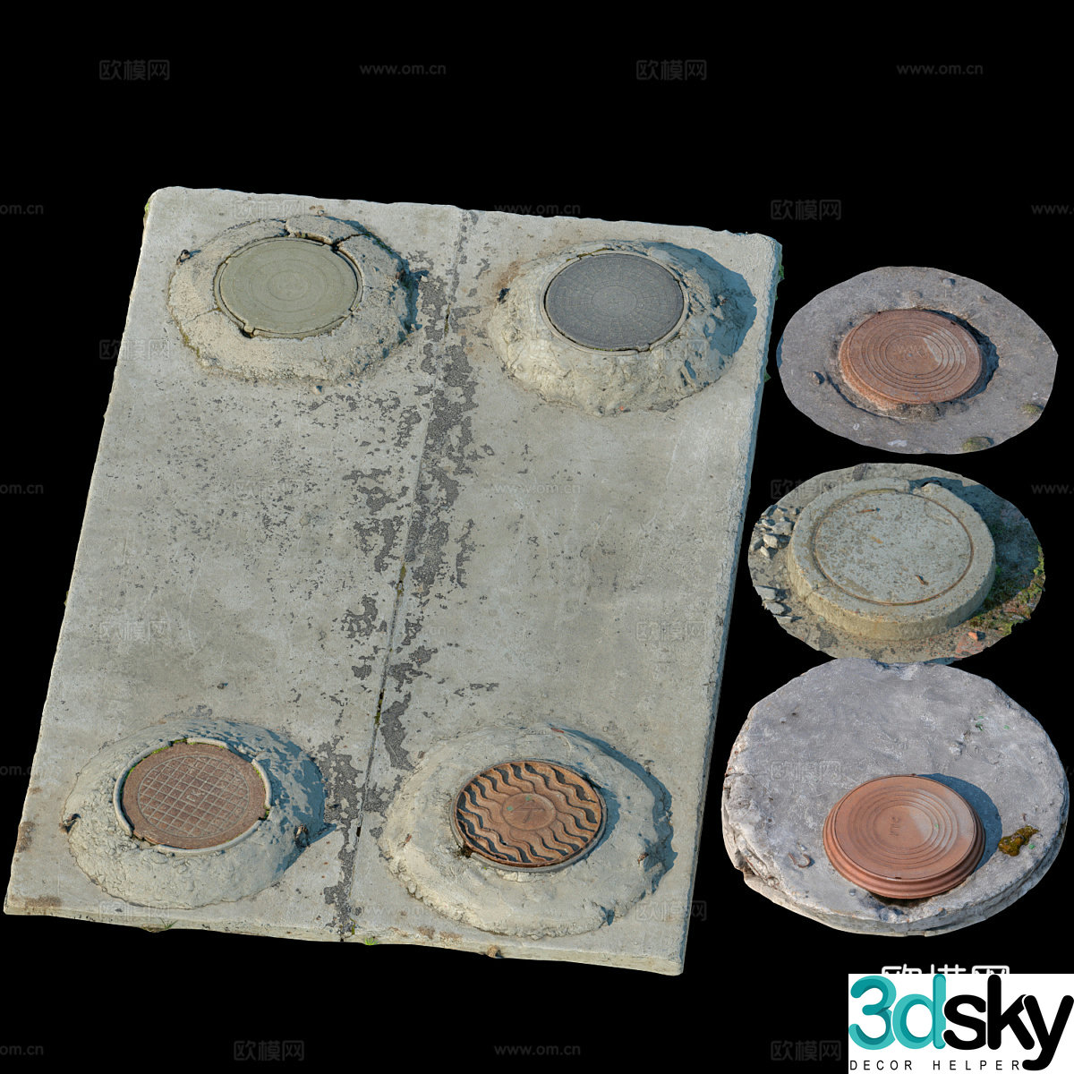 Manhole cover maintenance hole 3D model