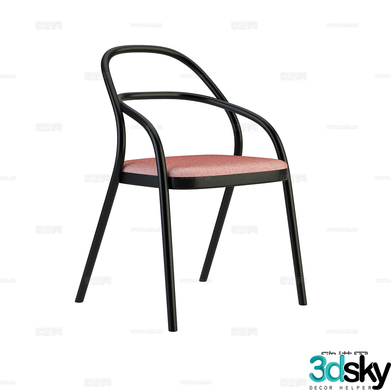 Ton Retro Single Chair New Chinese Style Dining Chair Cloth Chair Armchair Dining Chair Wooden Chair 3D Model