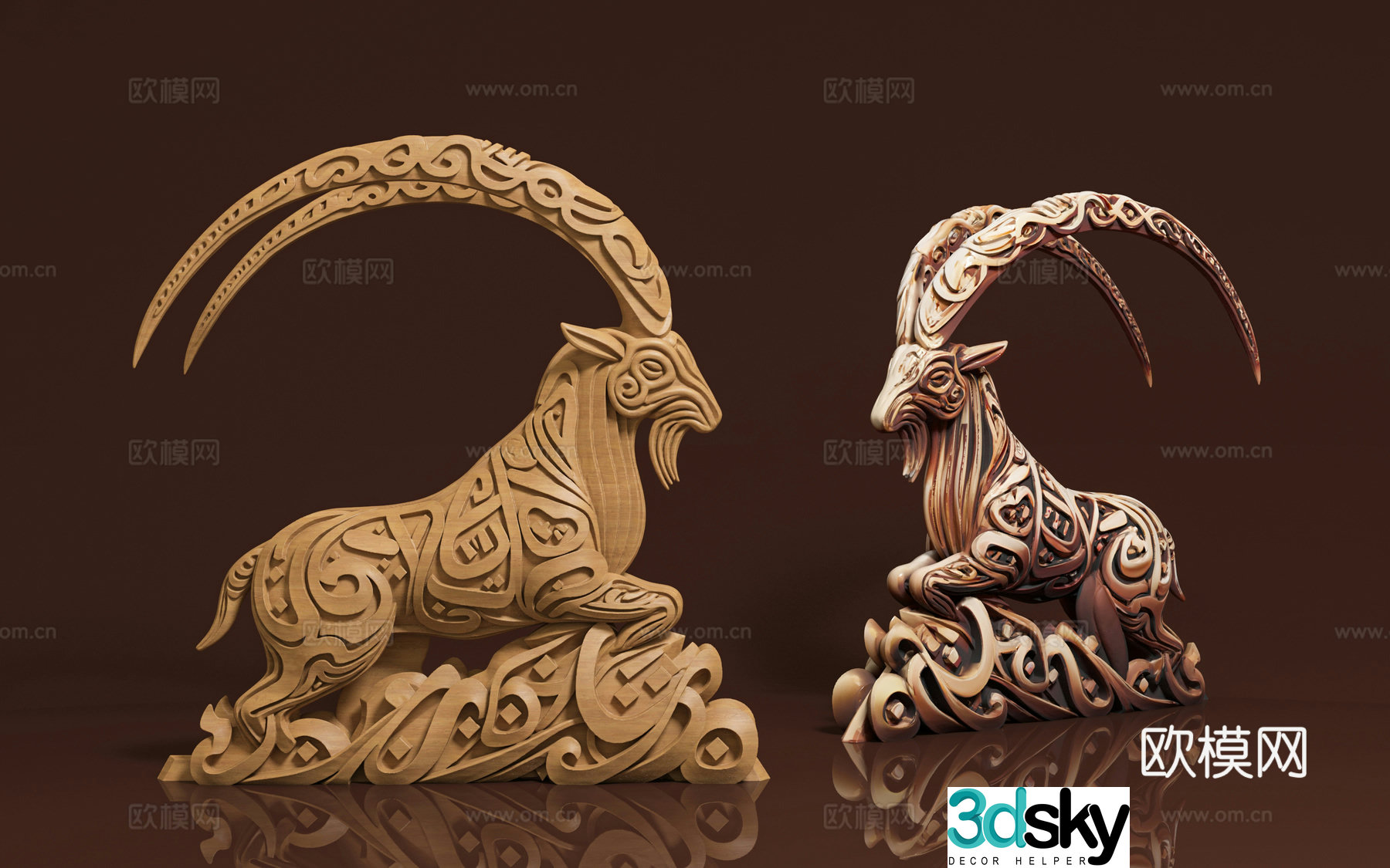 Antelope three-dimensional sculpture carving artistic creativity animal sculpture sculpture ornaments stone carving wood carving carving 3D model