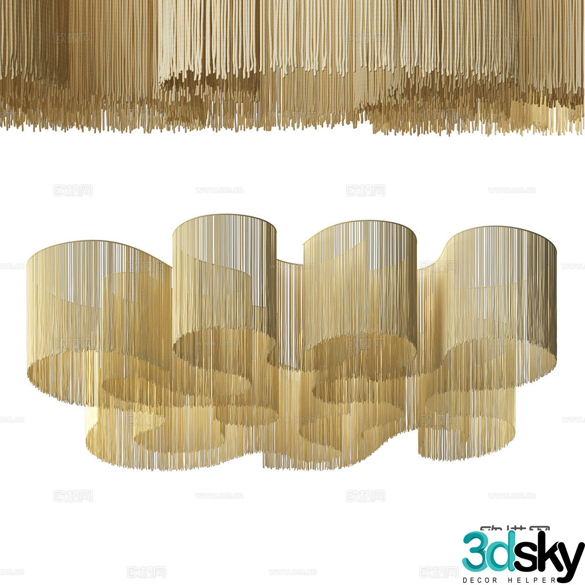 New Chinese rattan chandelier 3D model