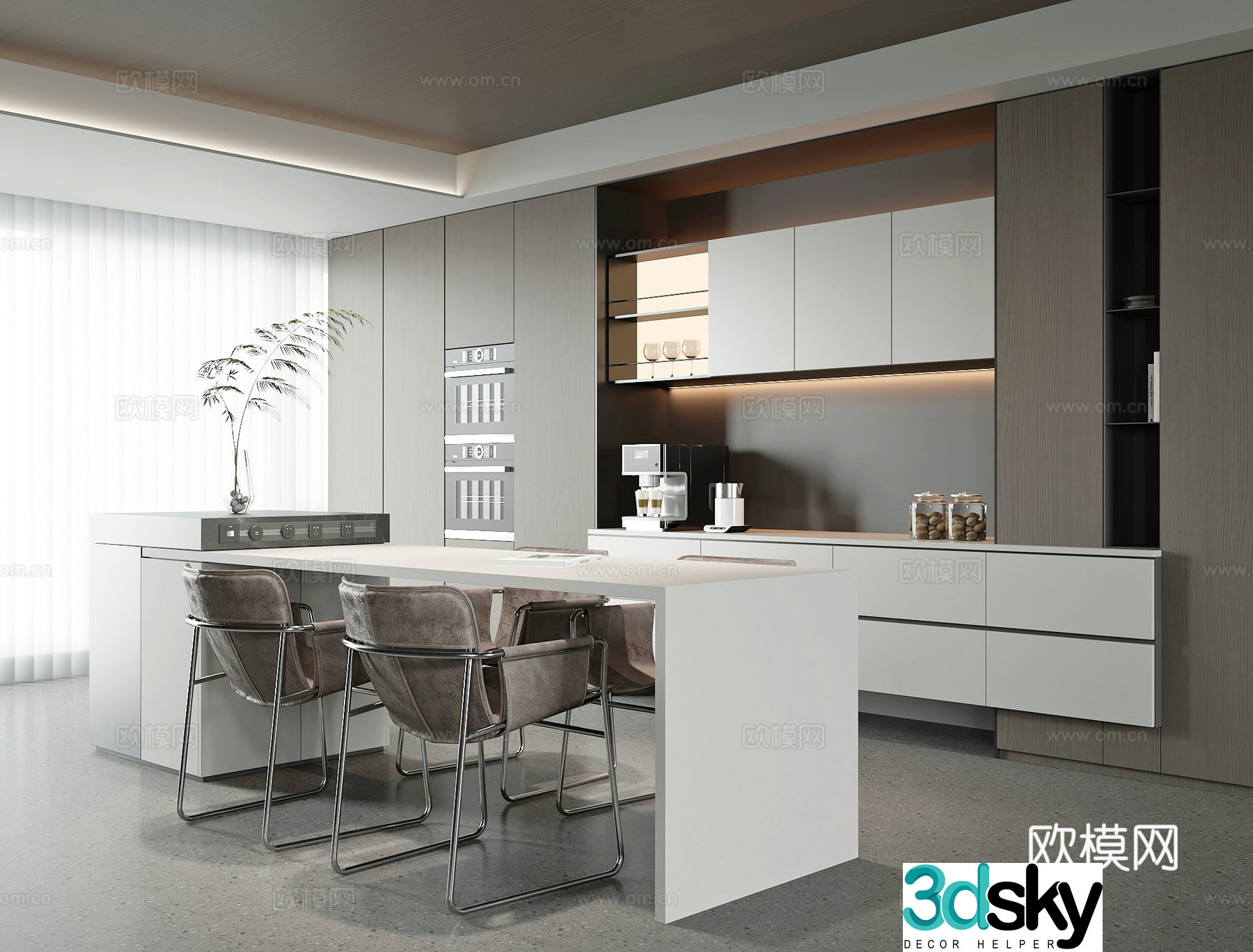 Modern island restaurant 3d model