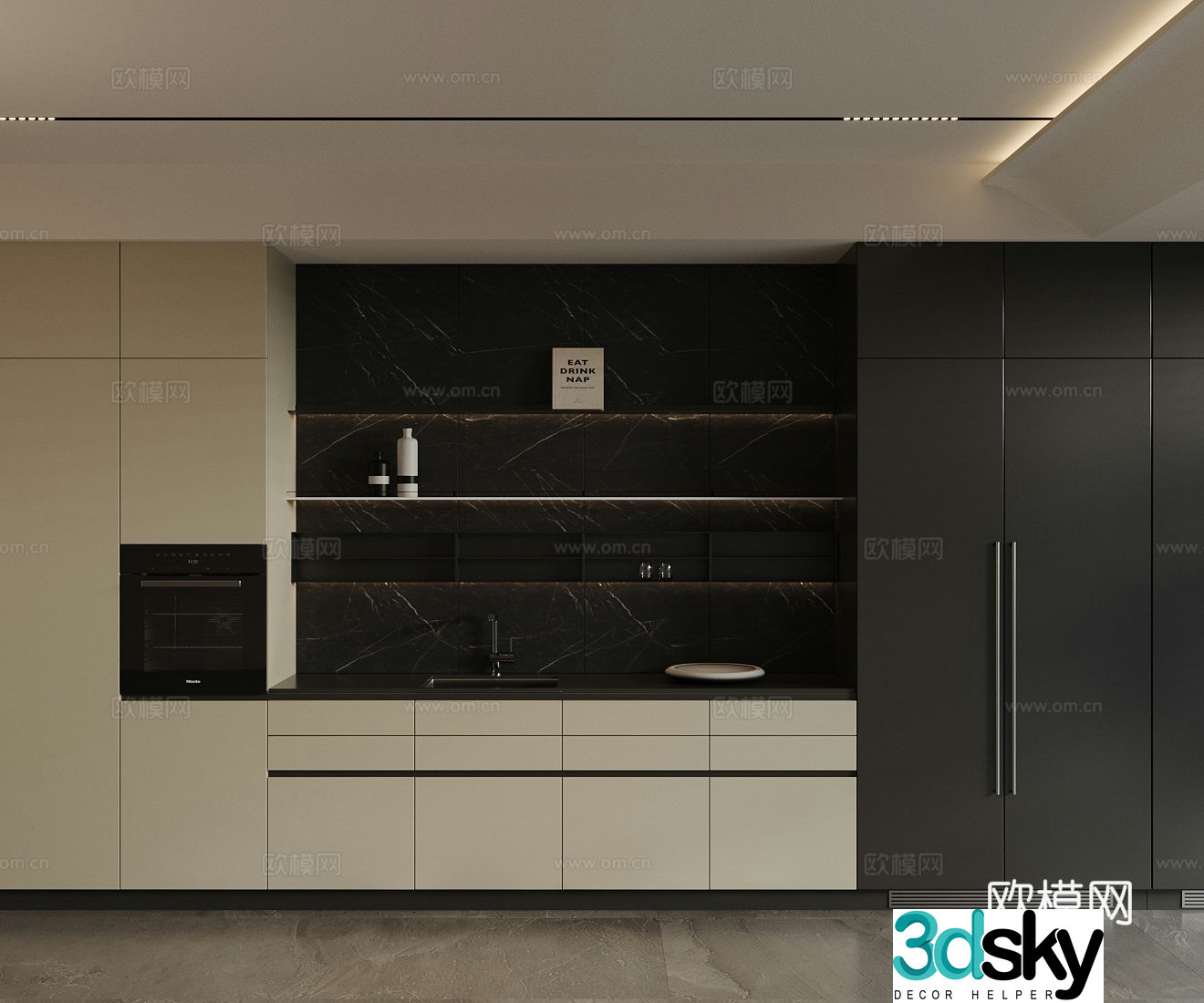 Modern light luxury sideboard light luxury Italian sideboard refrigerator sideboard finished sideboard 3D model