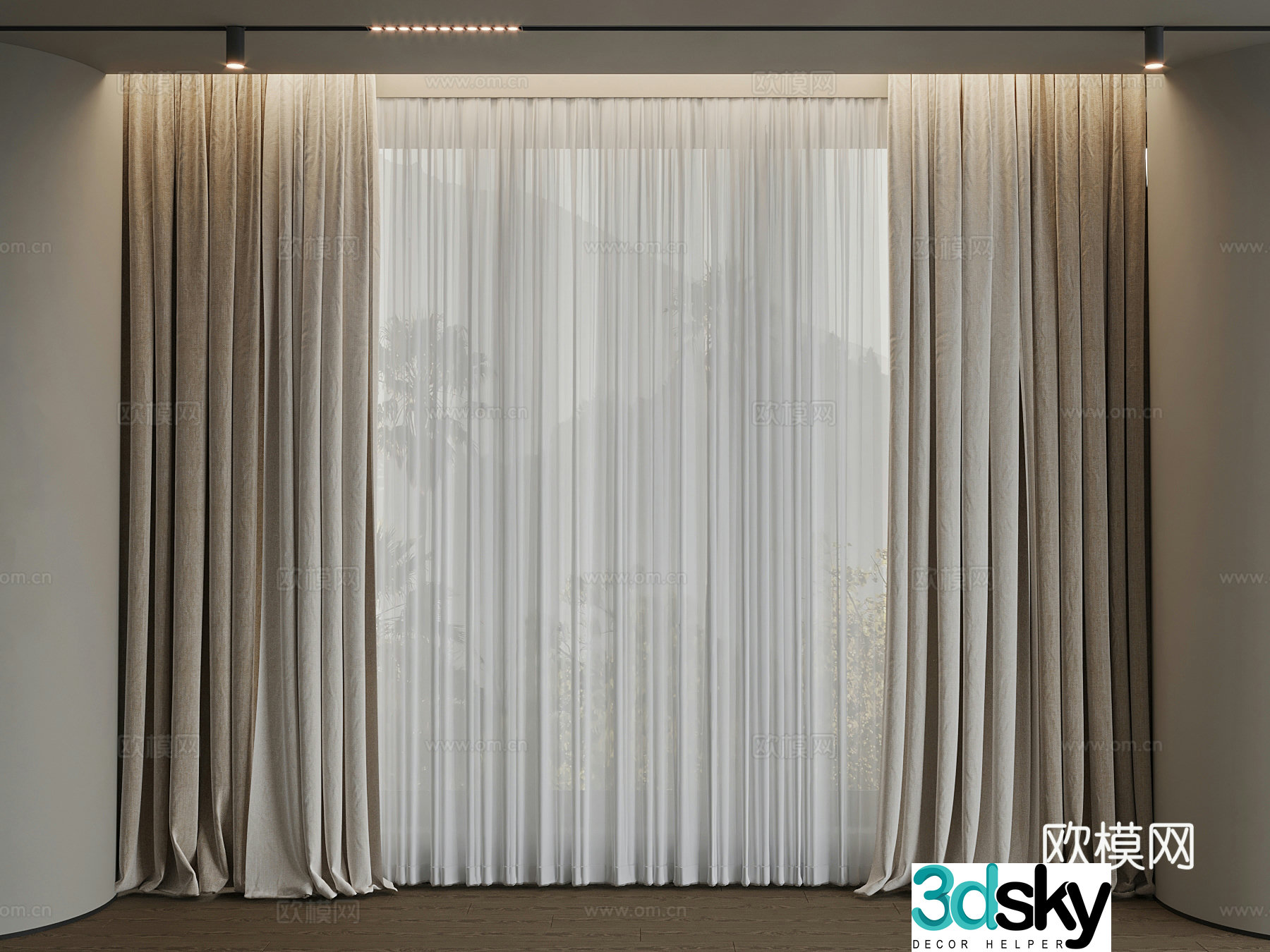 Modern curtains cloth curtains yarn curtains 3d model