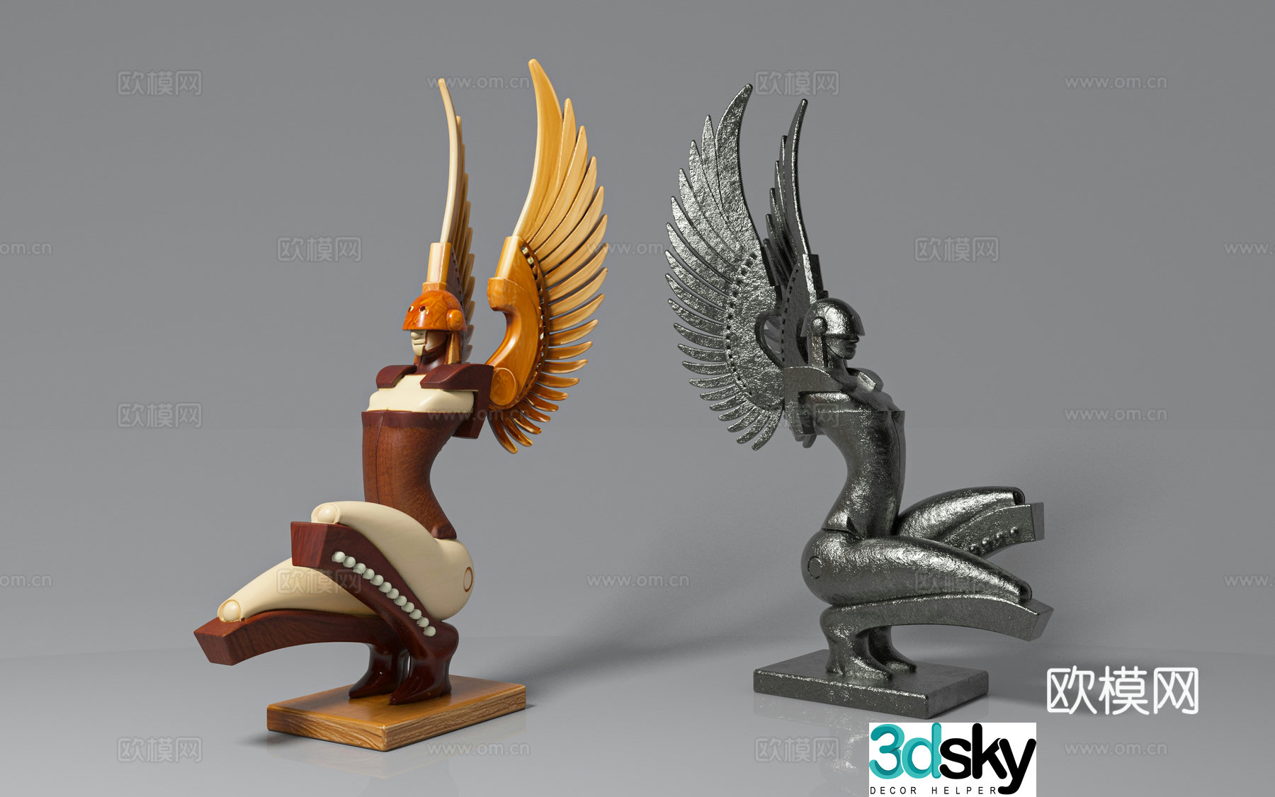 Angel sculpture metal ornaments Sculpture ornaments Wood carving figure decoration Ornament atmosphere Carving 3D model