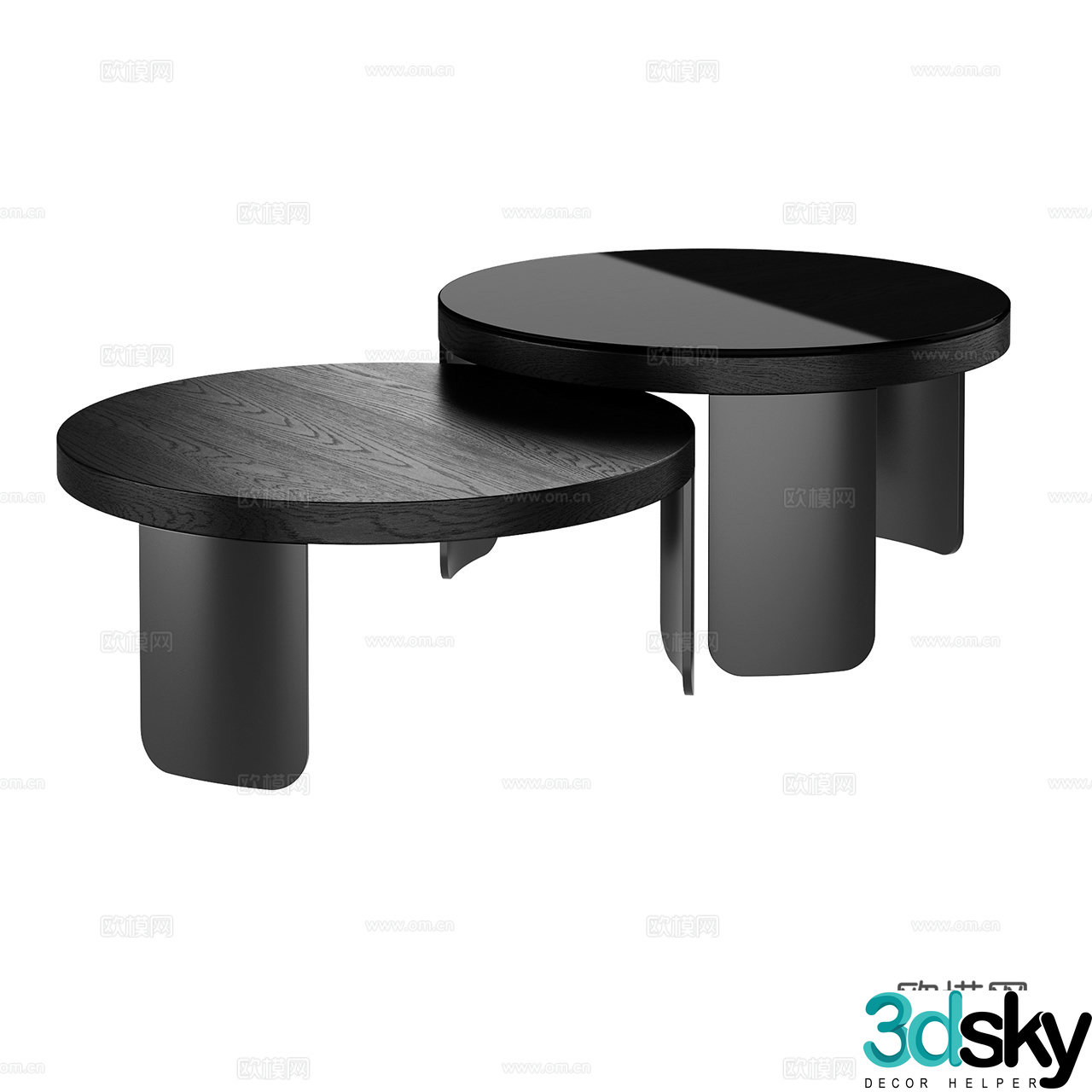Vibieffe modern minimalist coffee table round coffee table solid wood coffee table glass coffee table 3D model
