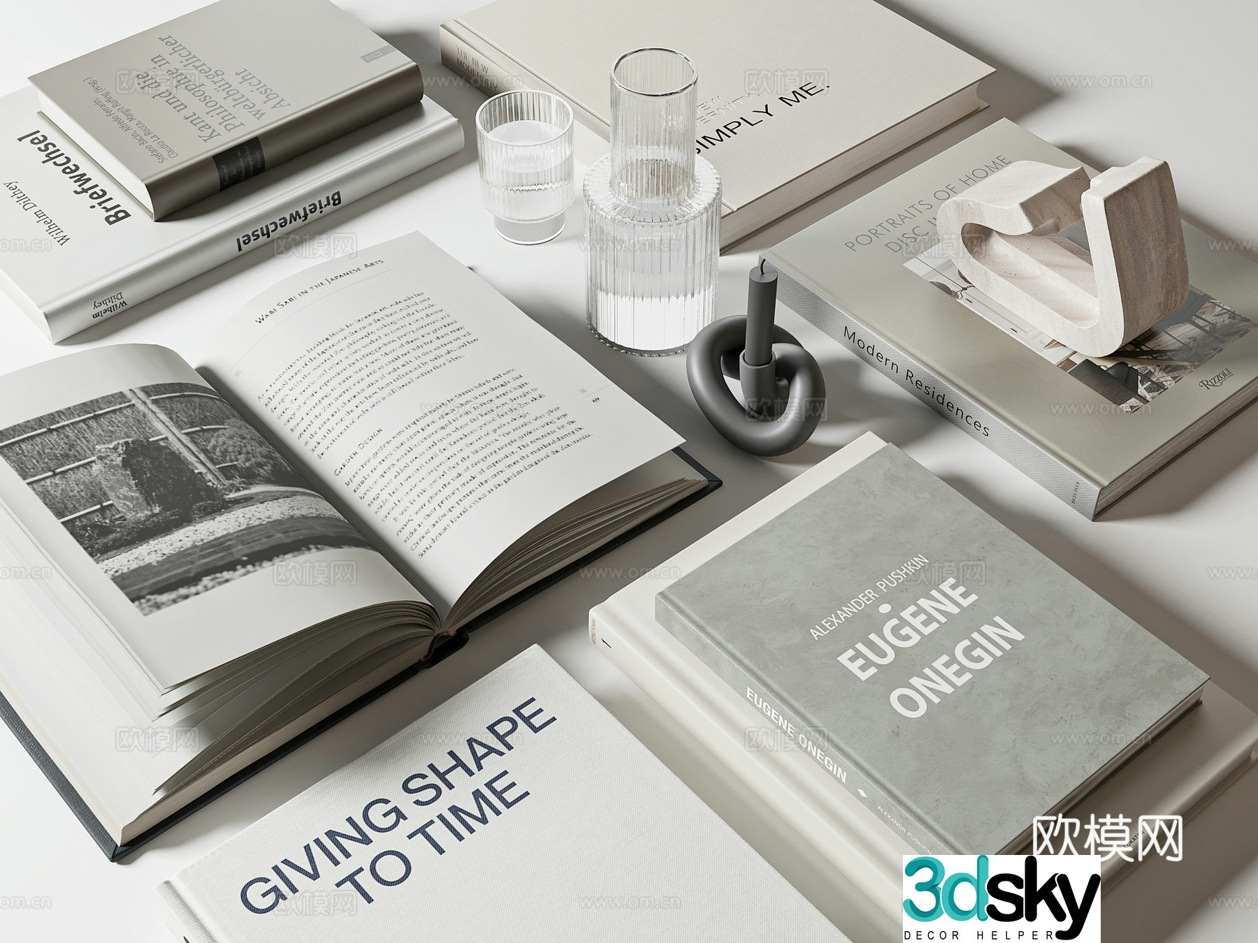 Modern book ornaments 3d model