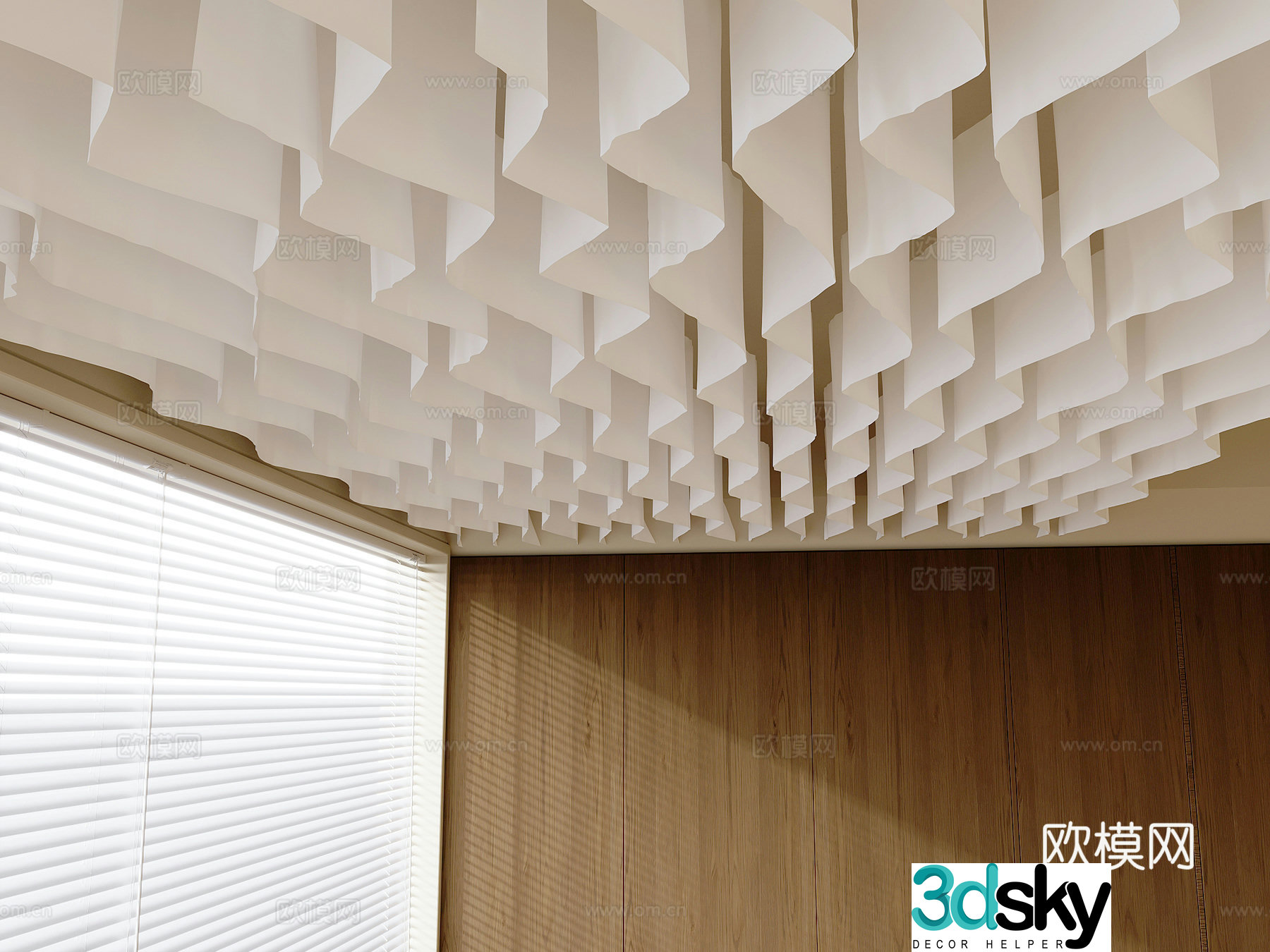 Suspended hanging curtain ceiling Chinese style fabric decorative curtain 3D model