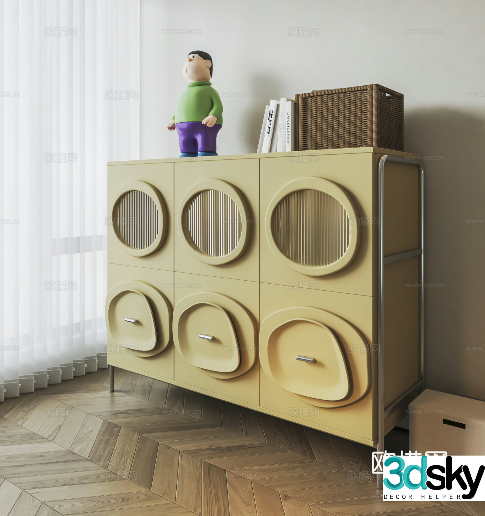 Modern cream sideboard 3d model
