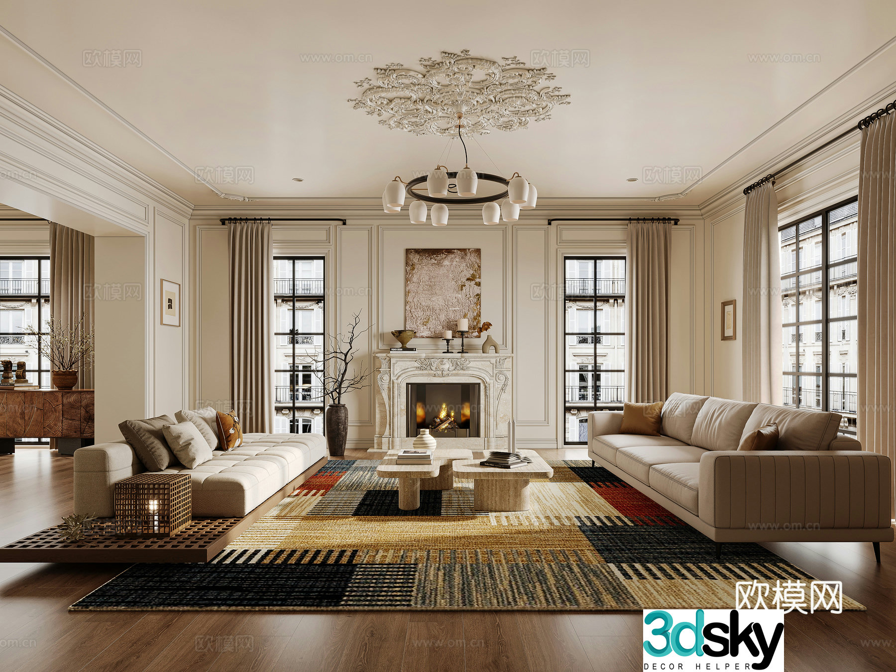 European living room 3d model