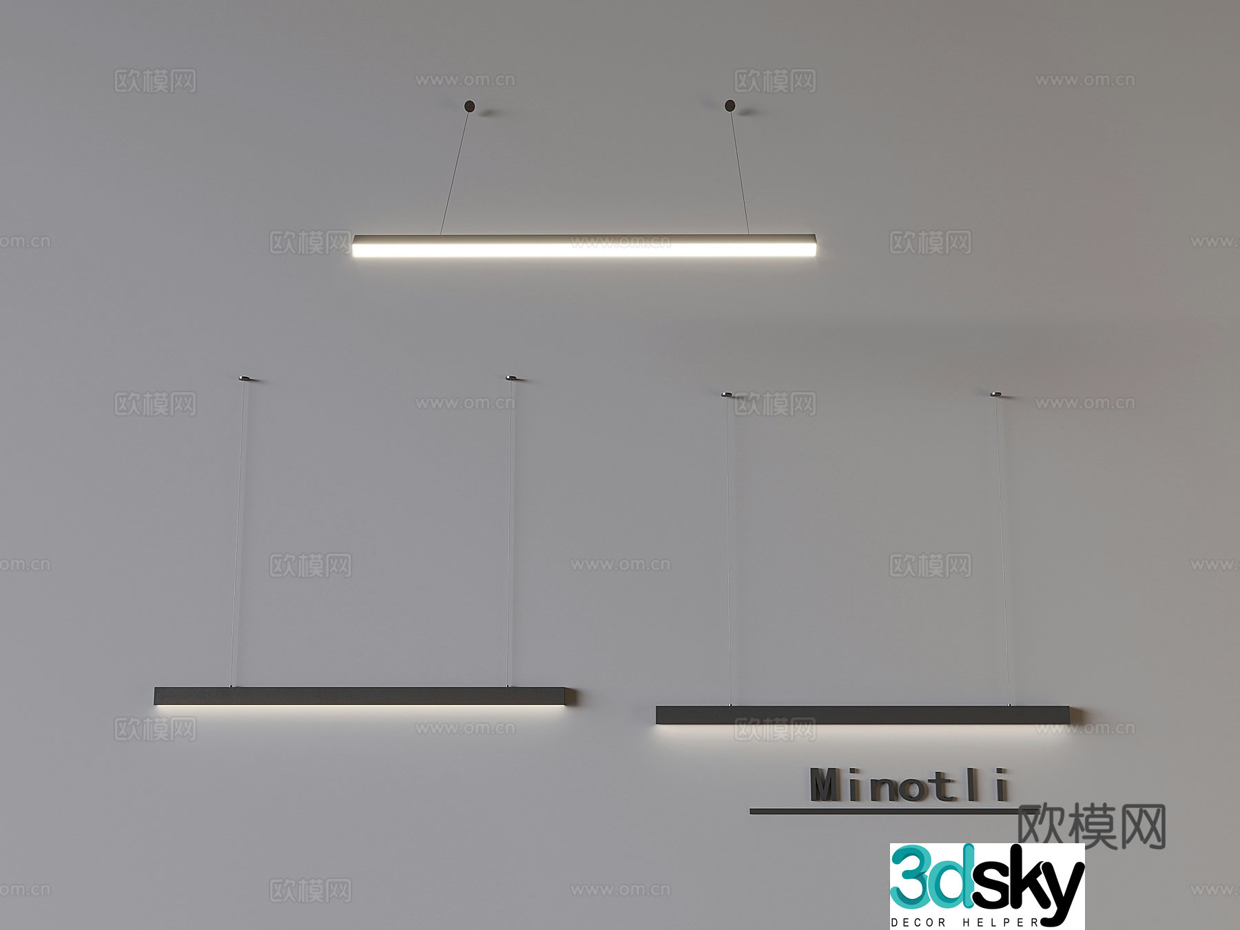 Italian style tooling long chandeliers restaurant bar one-line chandeliers 3D model