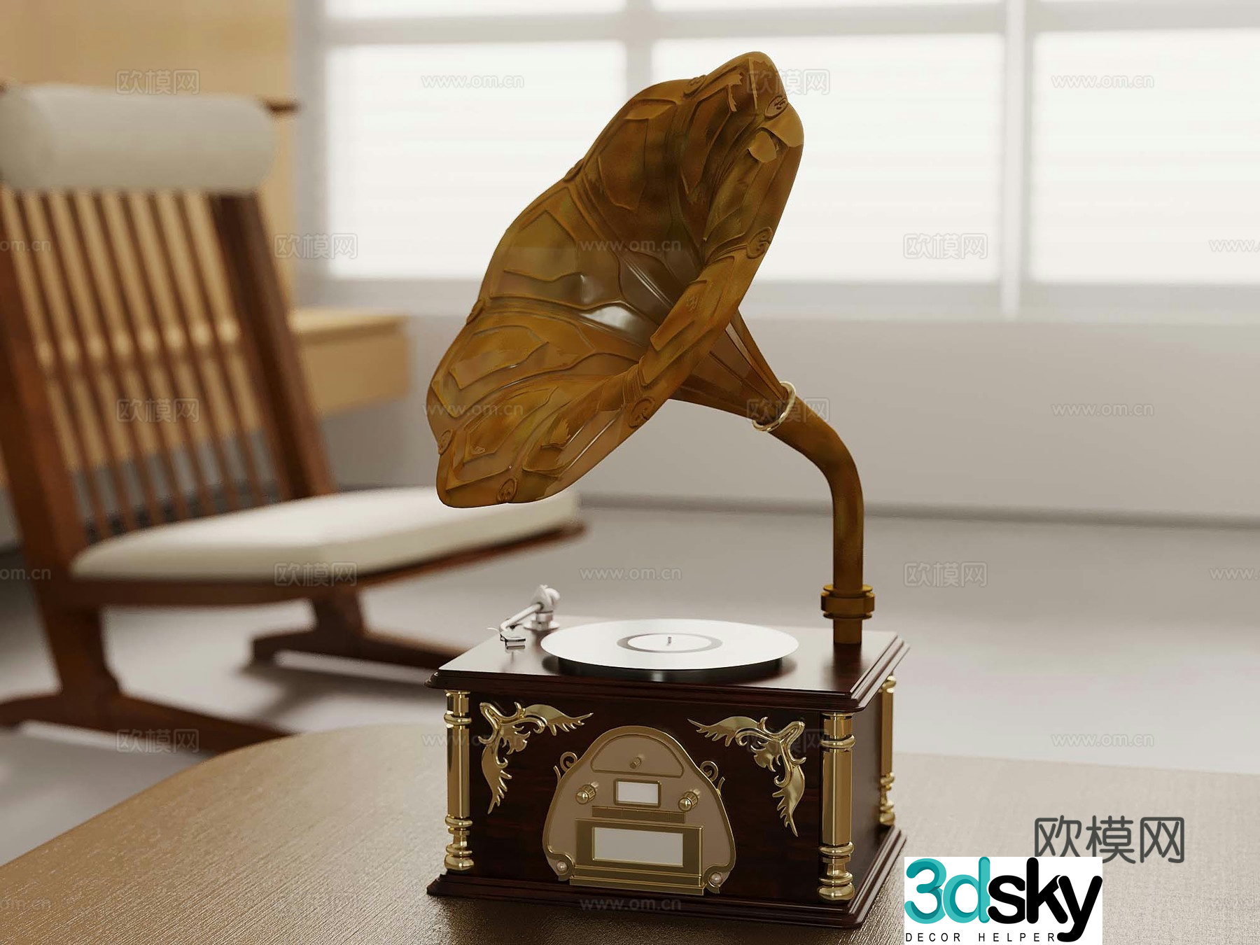 French medieval style phonograph 3D model