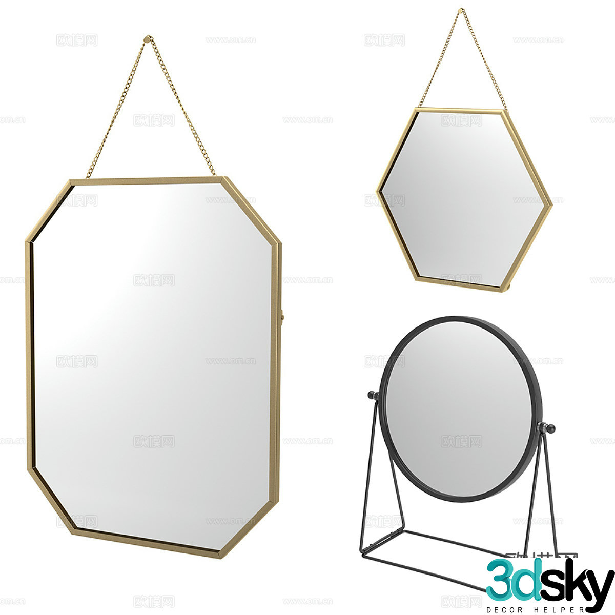 Modern light luxury mirror combination 3D model