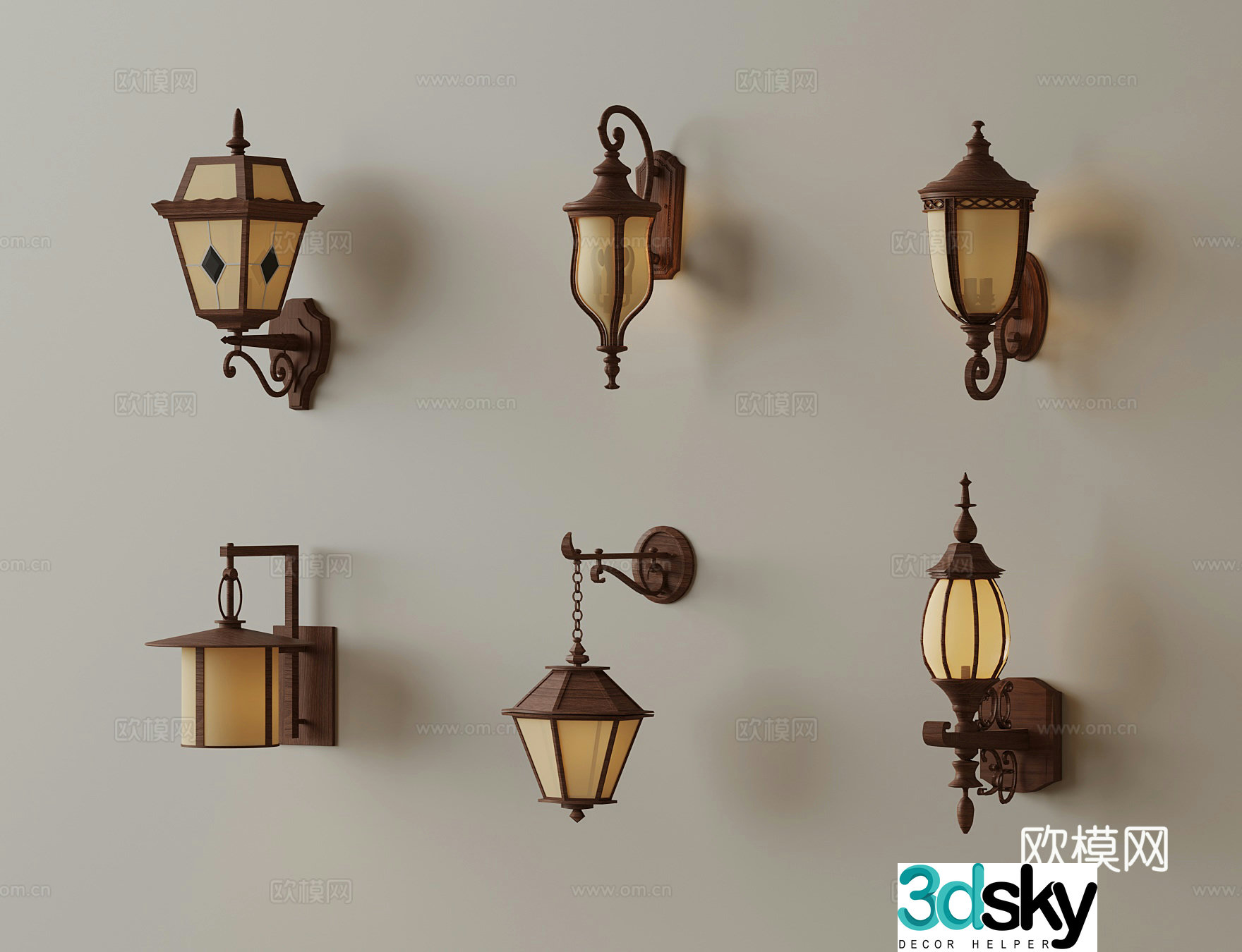 Wall lamp French medieval style wall lamp 3D model