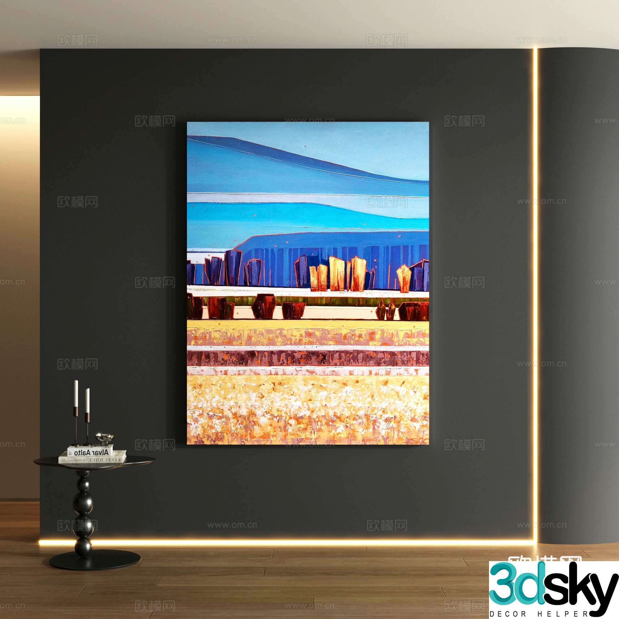 Modern landscape decoration painting 3d model
