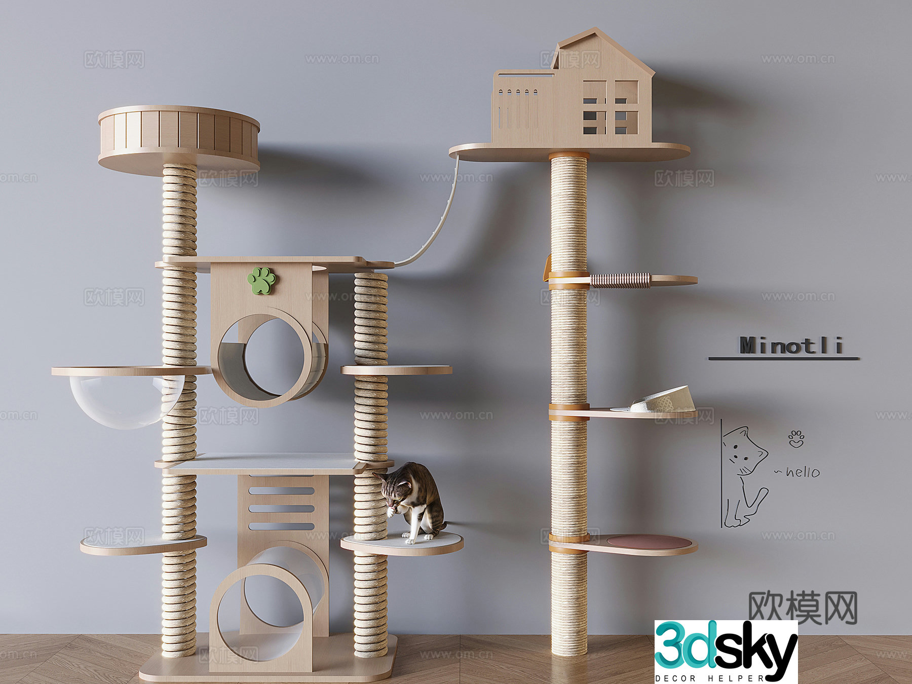Cat climbing frame cat nest cat jumping platform cat room pet equipment 3d model