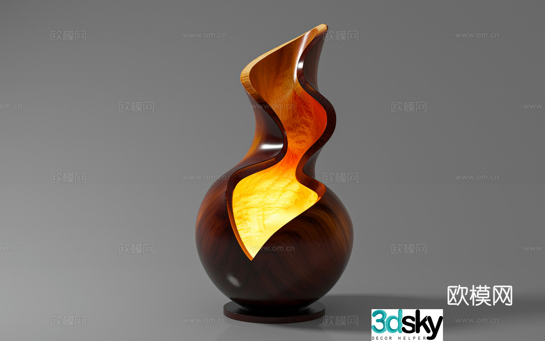 Gourd table lamp special-shaped lamp abstract creativity artistic lighting sculpture ornaments wood carving 3d model