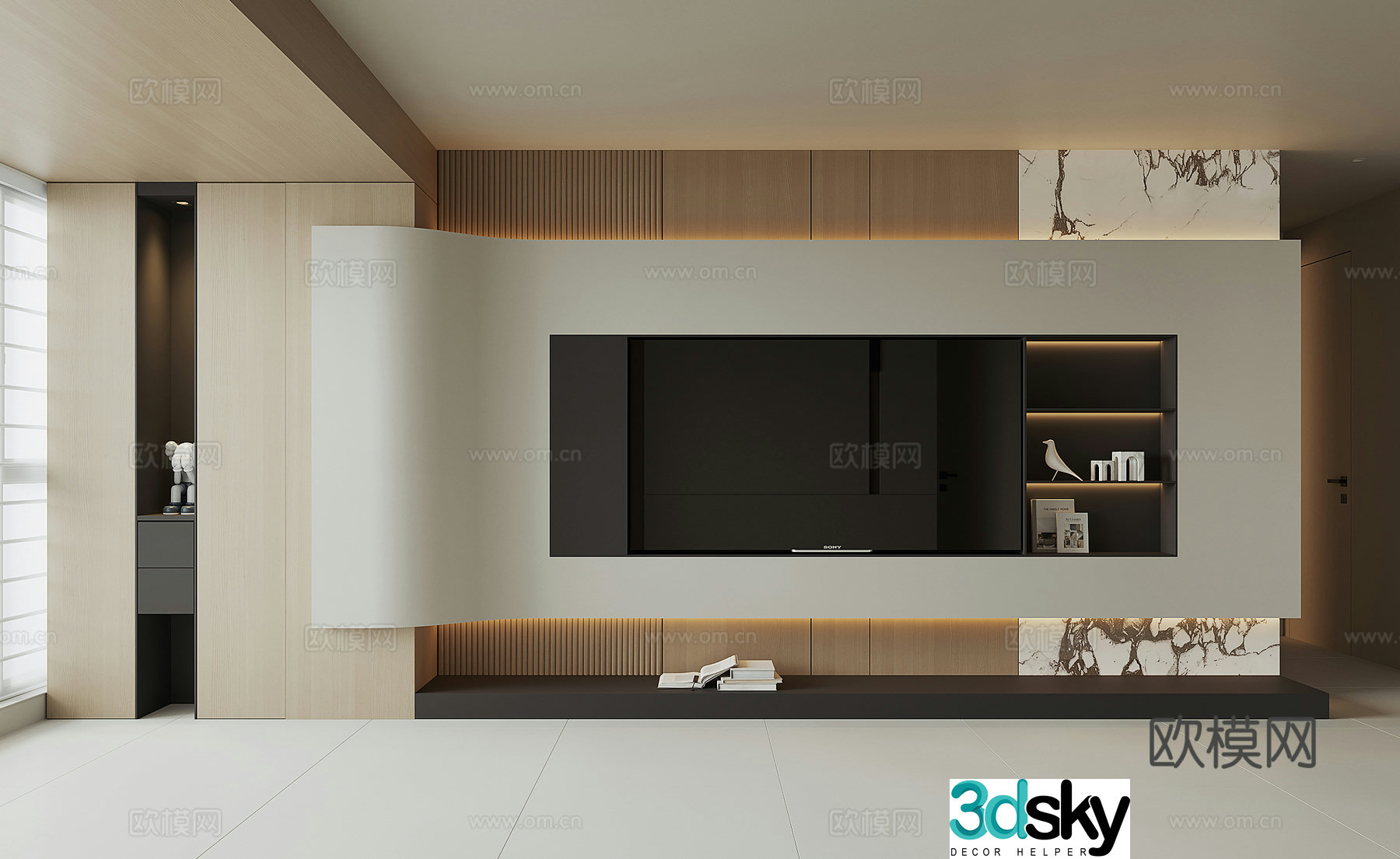 Modern TV background wall 3d model