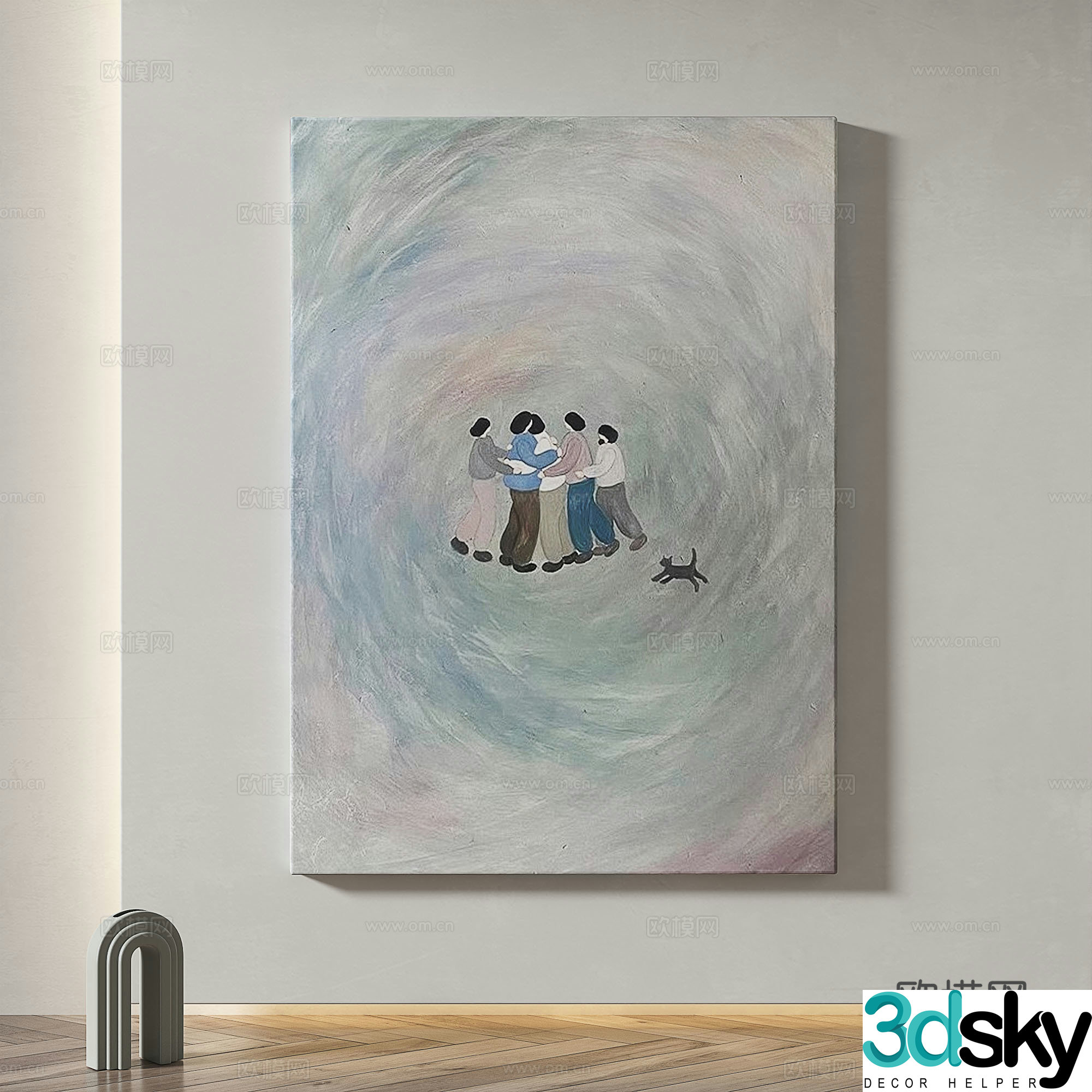 Modern simple abstract light luxury decorative painting 3d model