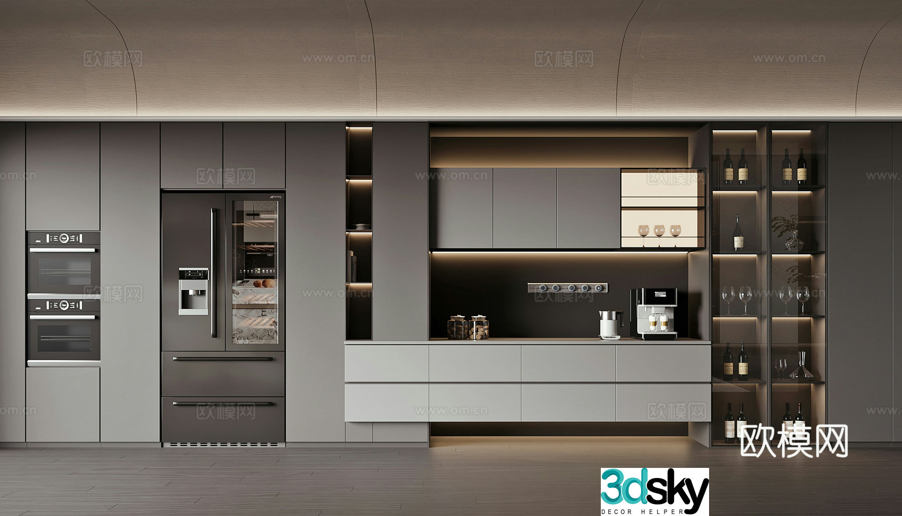 Modern wine cabinet sideboard 3D model