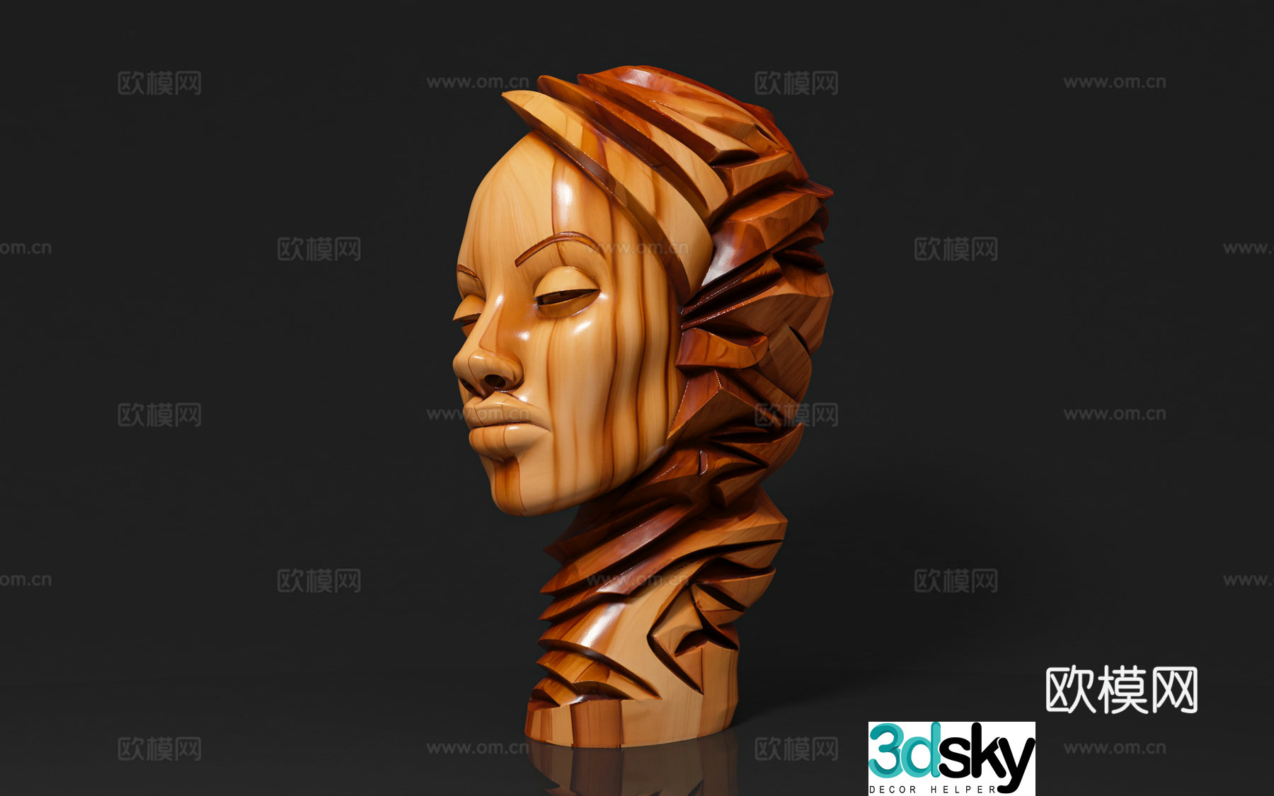 Character sculpture portrait carving Wood carving Sculpture ornaments Character decoration Art creativity Suck 3D model
