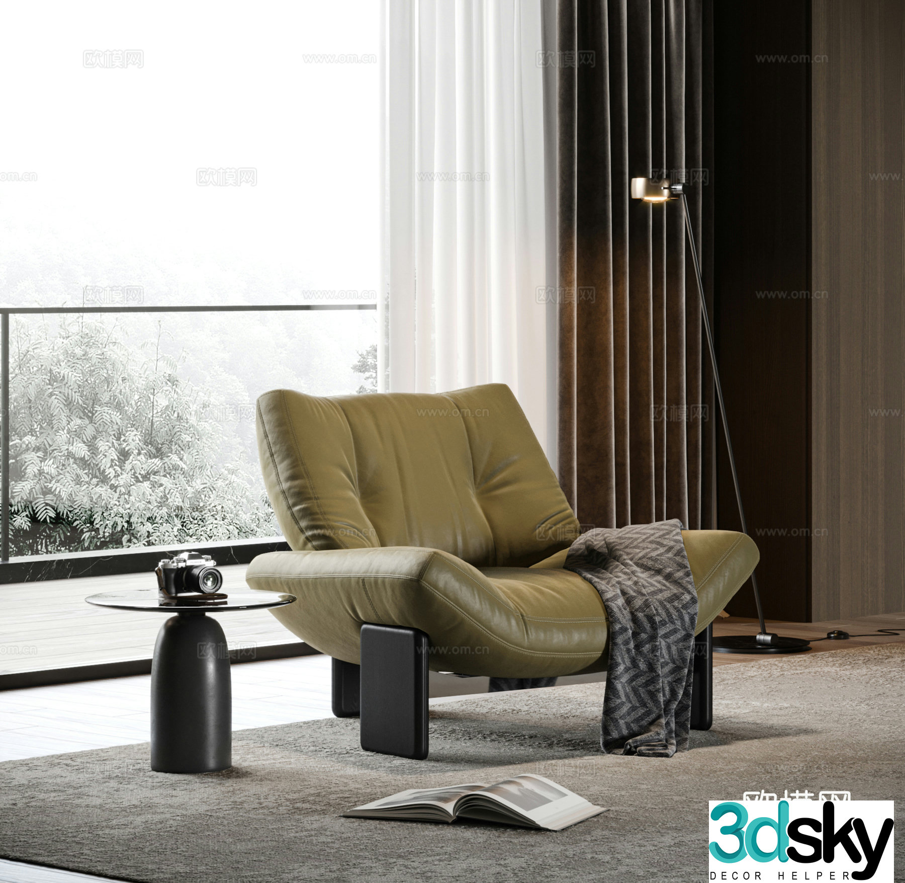 MINOTTI modern leisure chair sofa chair single sofa EMMI leisure chair 3d model