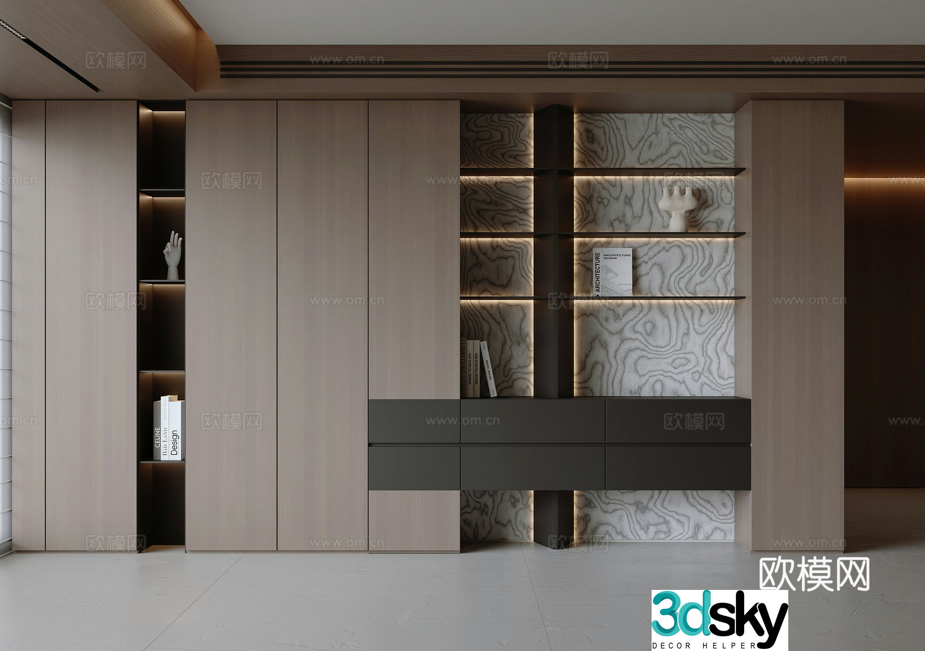 Modern Italian bookcase 3d model