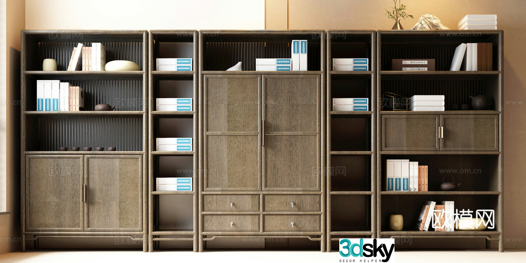 New Chinese bookcase Song Family Bookcase Chinese bookcase Zen bookcase 3D model
