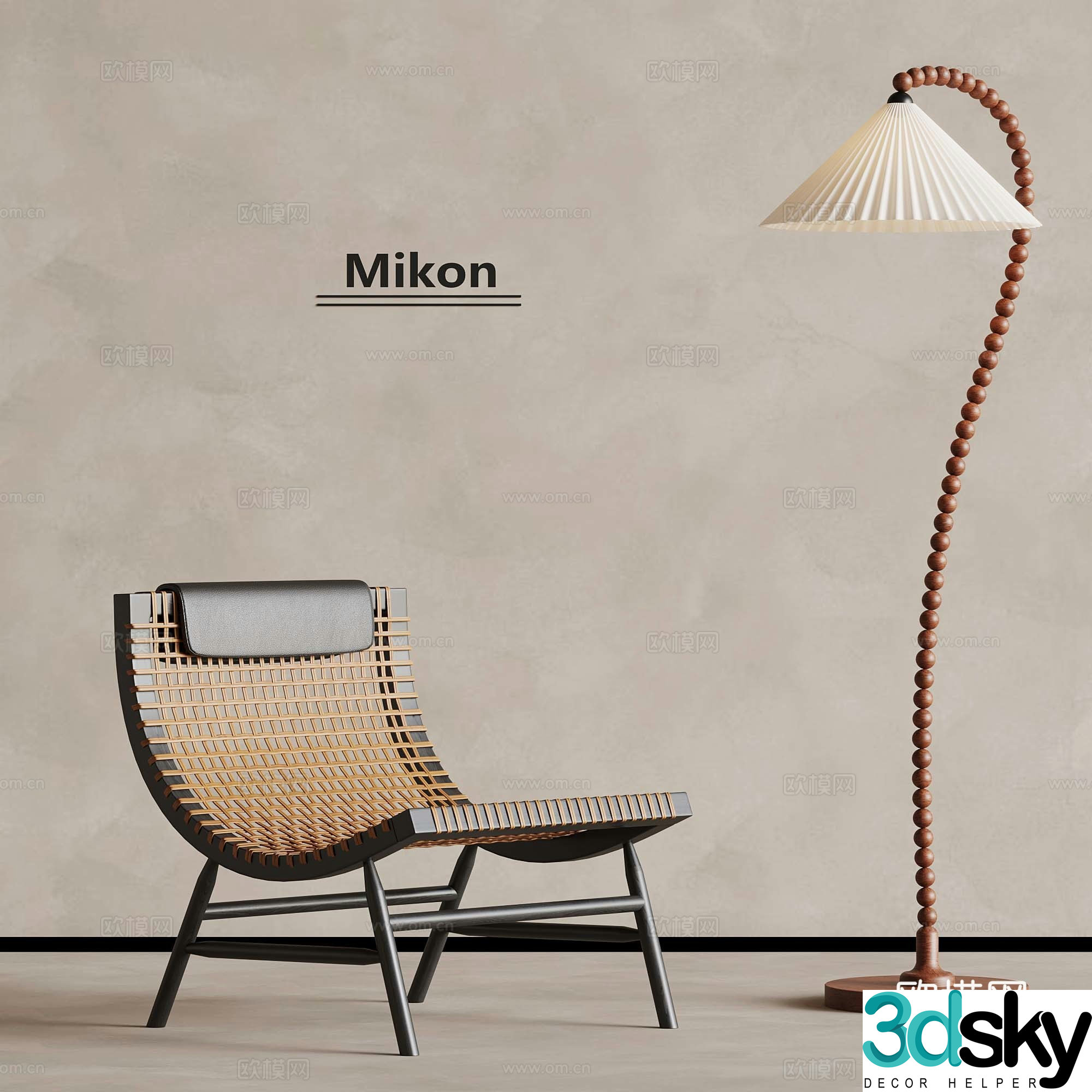 French medieval style leisure chair floor lamp 3d model