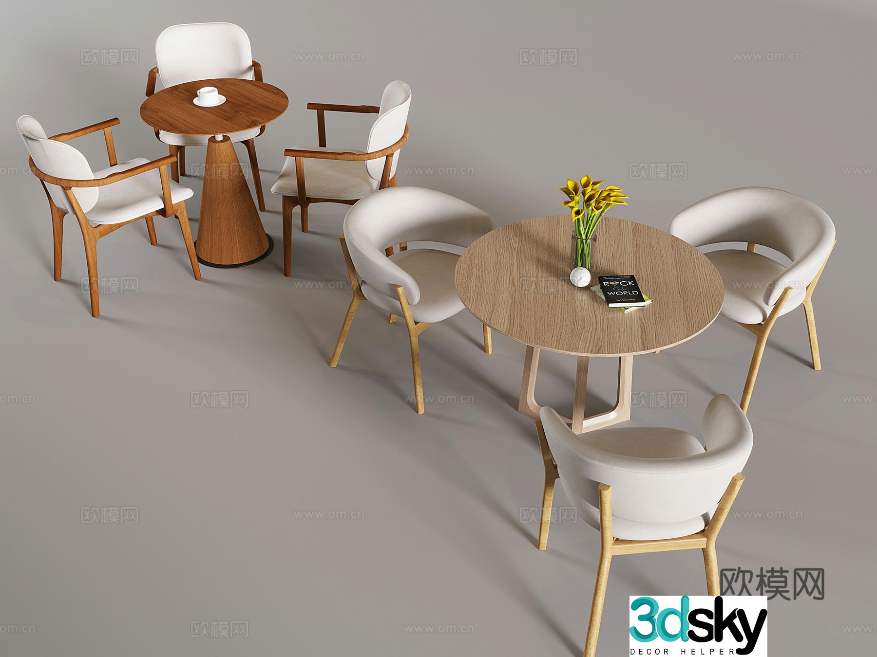 Medium style dining table and chair combination tea table and chair leisure table and chair 3D model