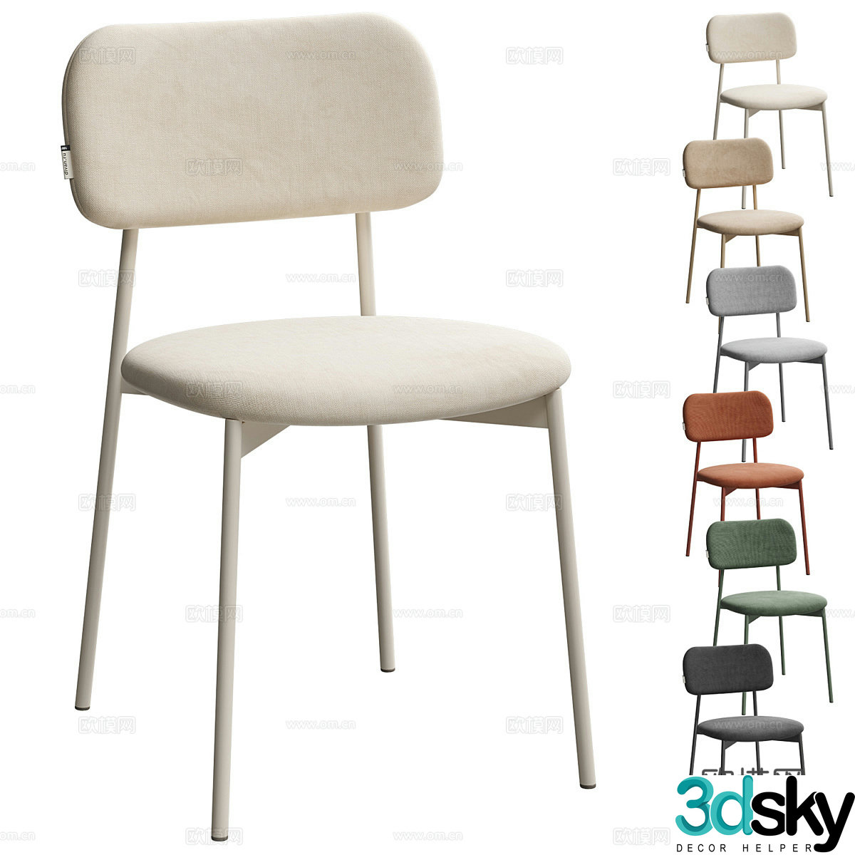 Modern cream style minimalist chair 3d model