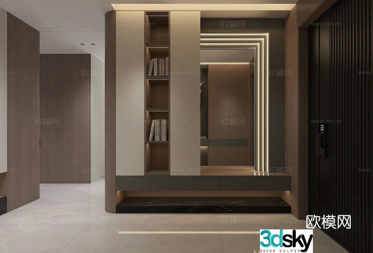 Italian style entrance door shoe cabinet 3D model