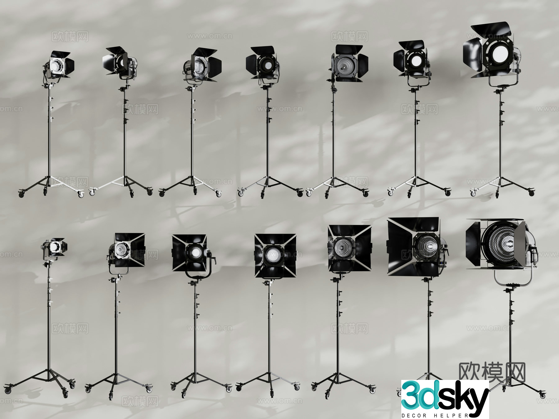 Modern photography lamps, photography equipment, fill light, live broadcast equipment, studio 3D model