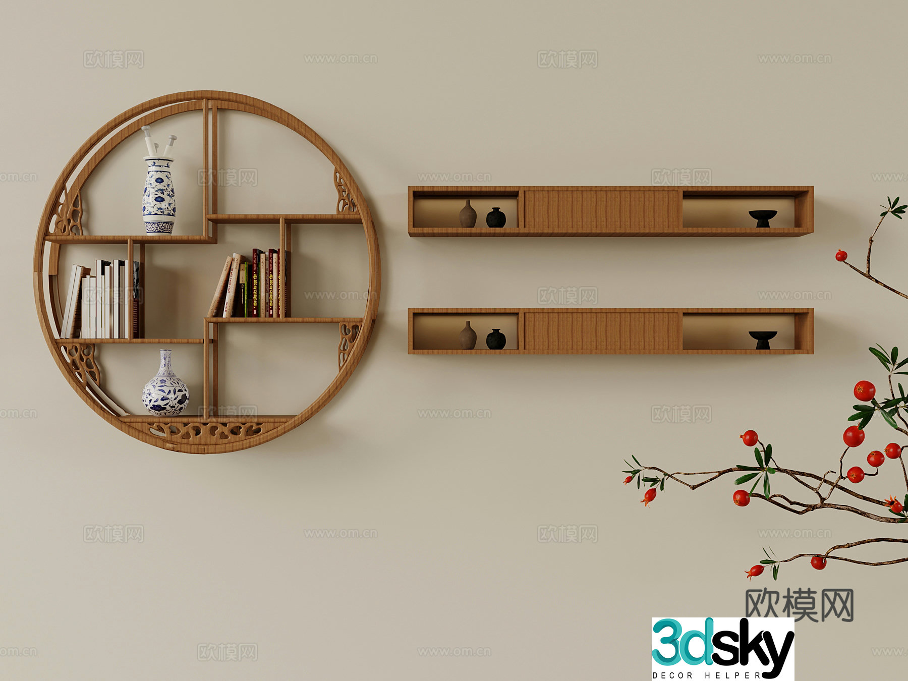Storage rack New Chinese storage rack Tea cabinet rack 3D model